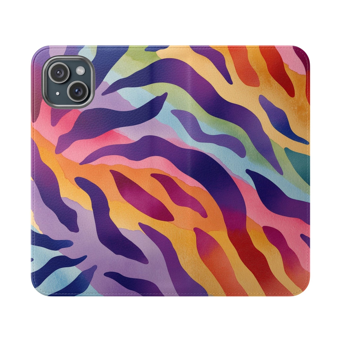 Colorful Zebra Print Phone Flip Case, Stylish Wallet Cover, Unique Mobile Accessory, Ideal Gift for Him/Her, Birthday/Anniversary Present