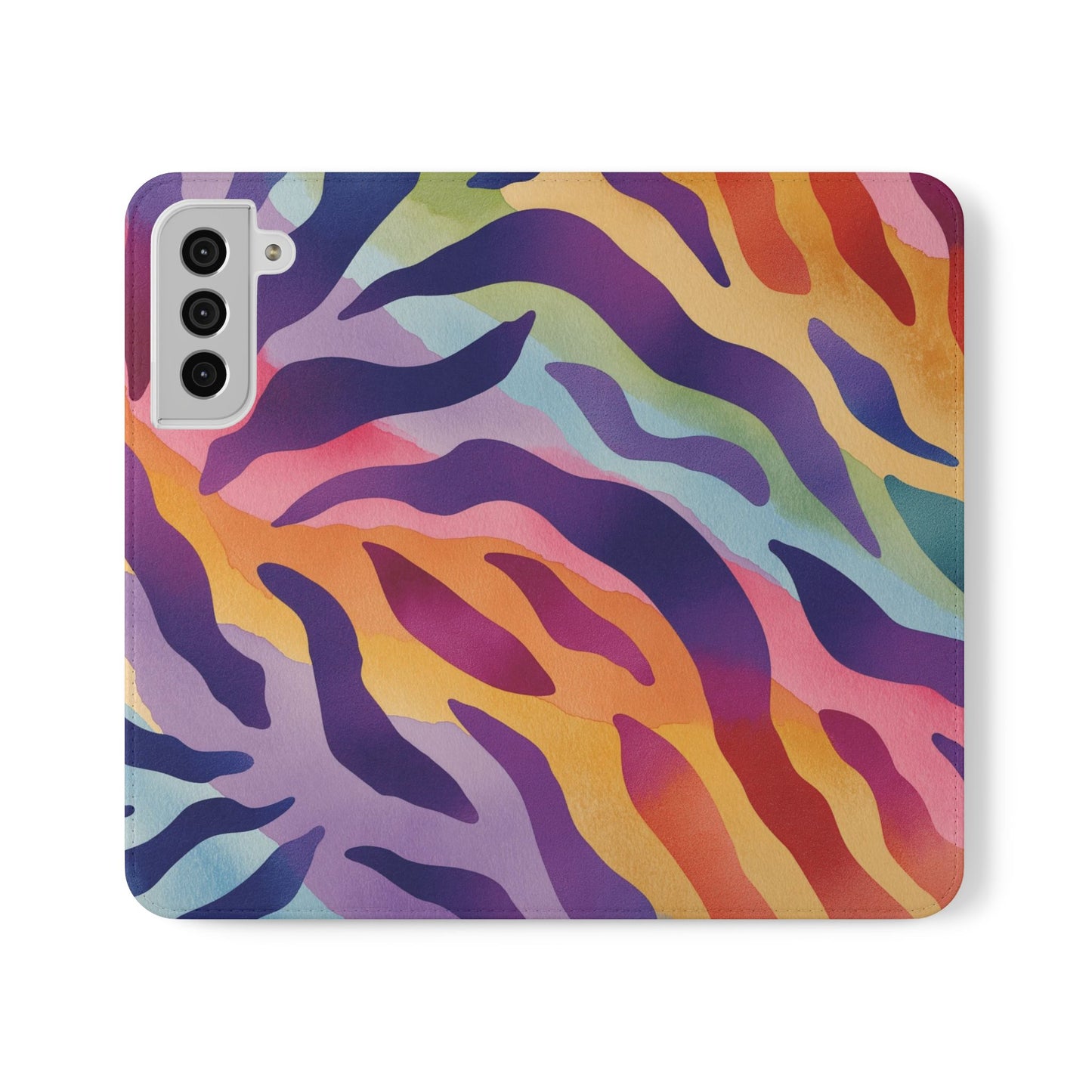 Colorful Zebra Print Phone Flip Case, Stylish Wallet Cover, Unique Mobile Accessory, Ideal Gift for Him/Her, Birthday/Anniversary Present