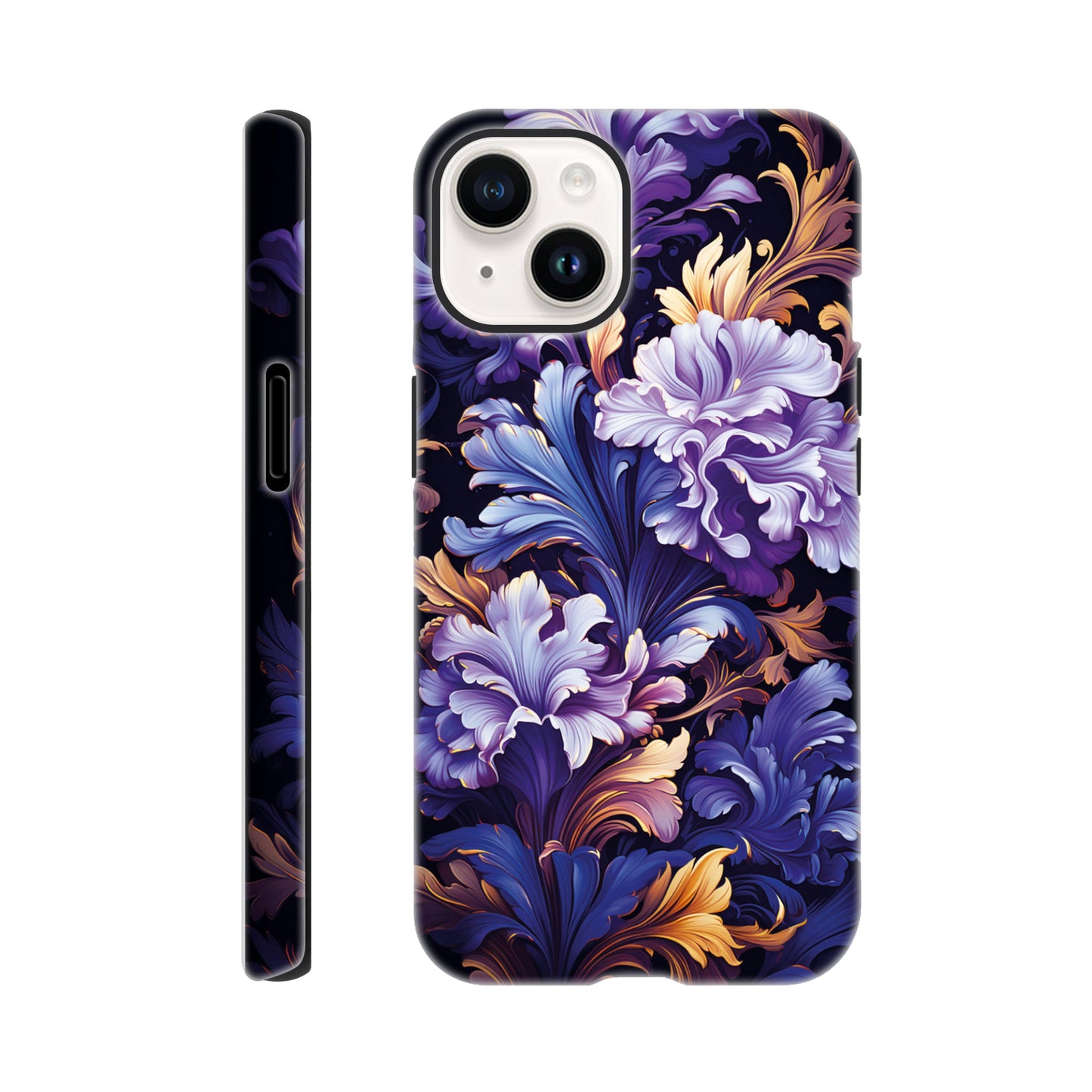 Purple flower art deco pattern- Phone Case sturdy