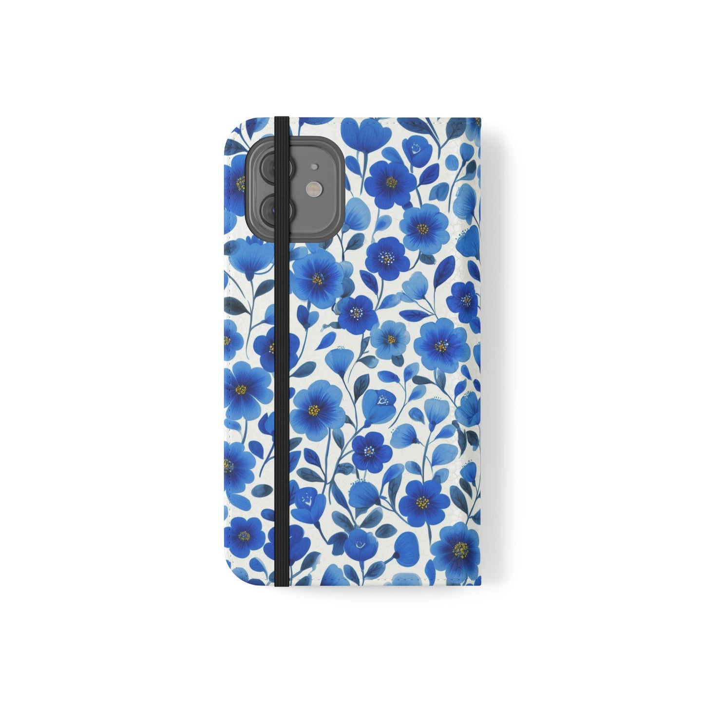 Blue Floral Pattern Flip Cases for Phones, Elegant Phone Wallet, Gift for Her, Stylish Phone Covers, Mother's Day Gift, Business Card Holder