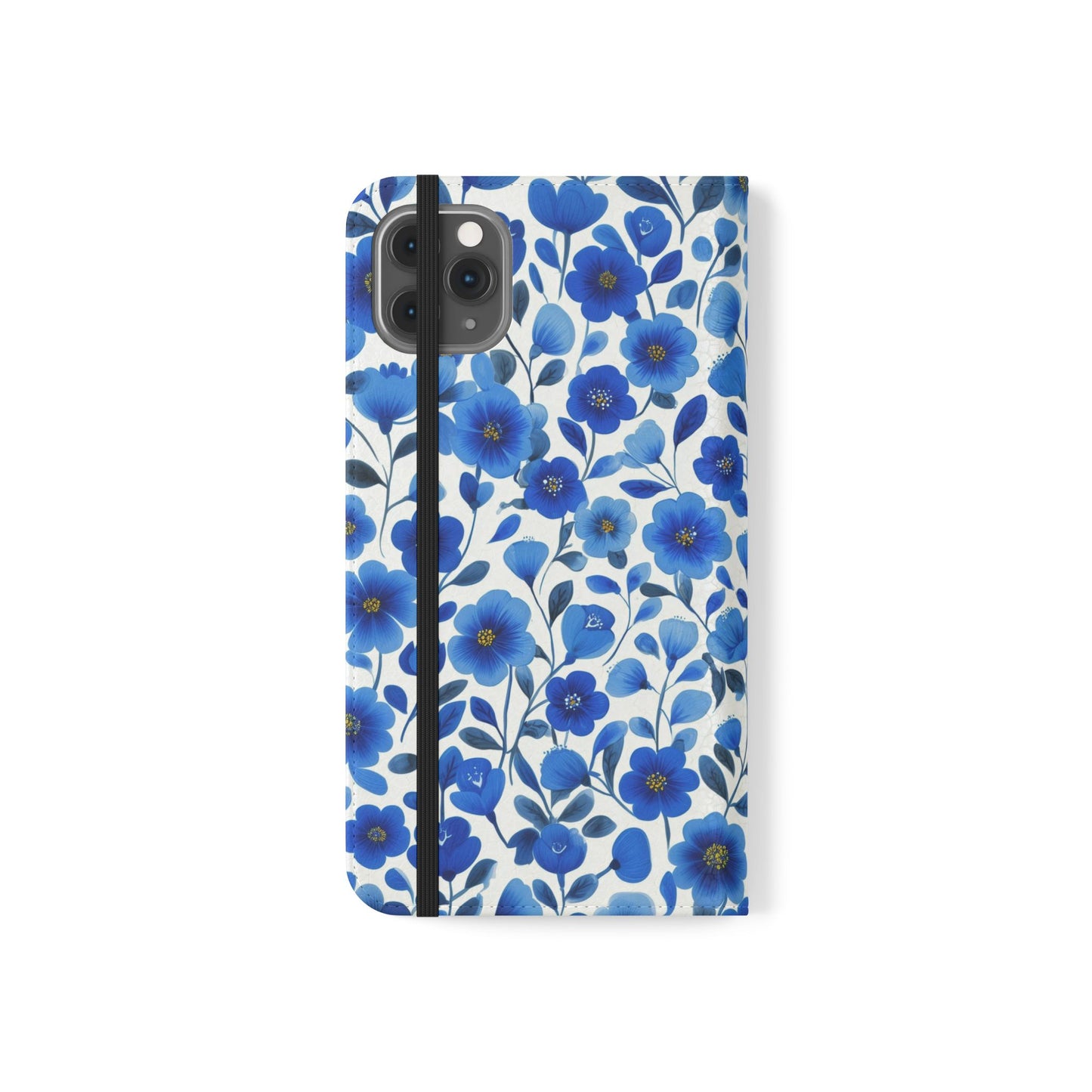 Blue Floral Pattern Flip Cases for Phones, Elegant Phone Wallet, Gift for Her, Stylish Phone Covers, Mother's Day Gift, Business Card Holder