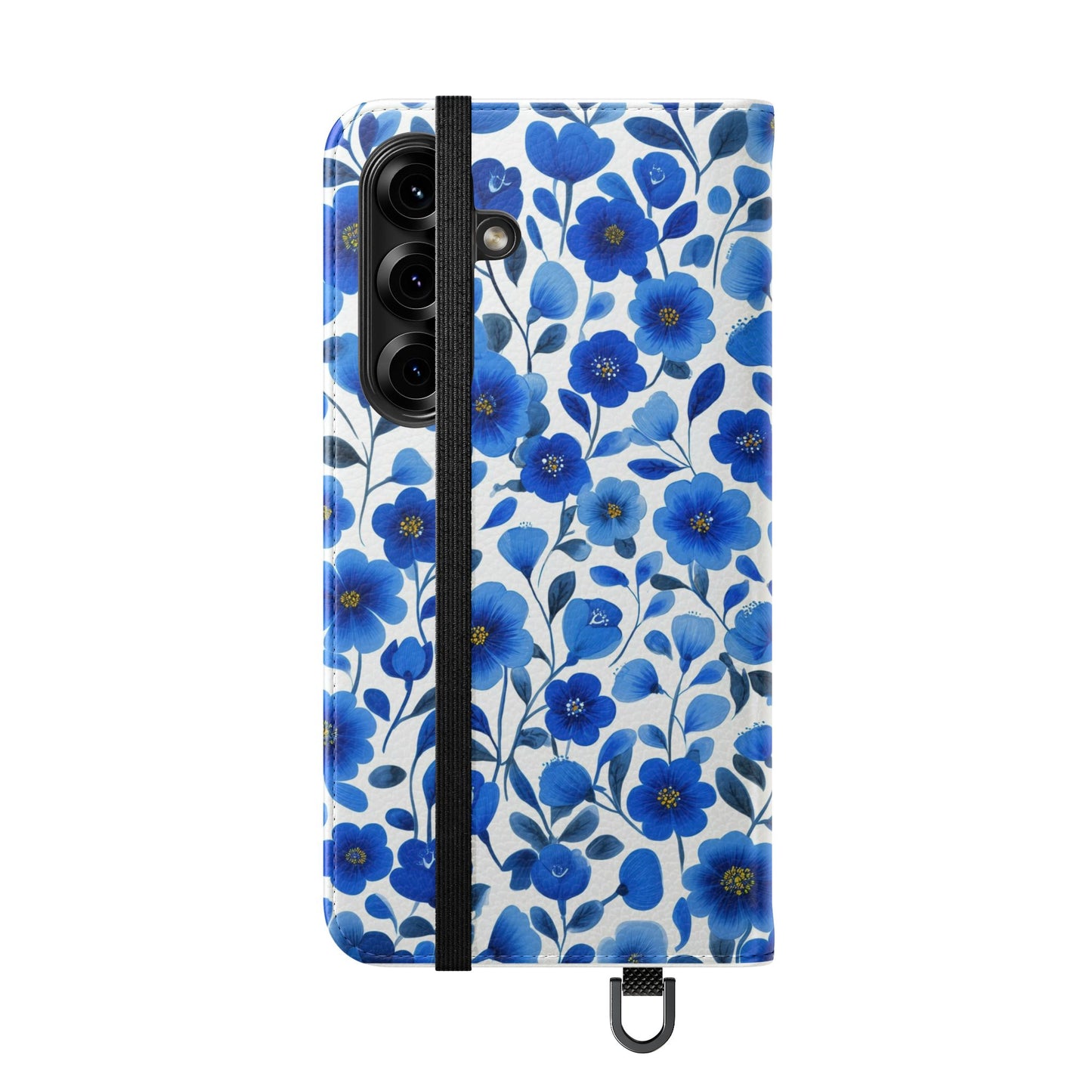 Blue Floral Pattern Flip Cases for Phones, Elegant Phone Wallet, Gift for Her, Stylish Phone Covers, Mother's Day Gift, Business Card Holder