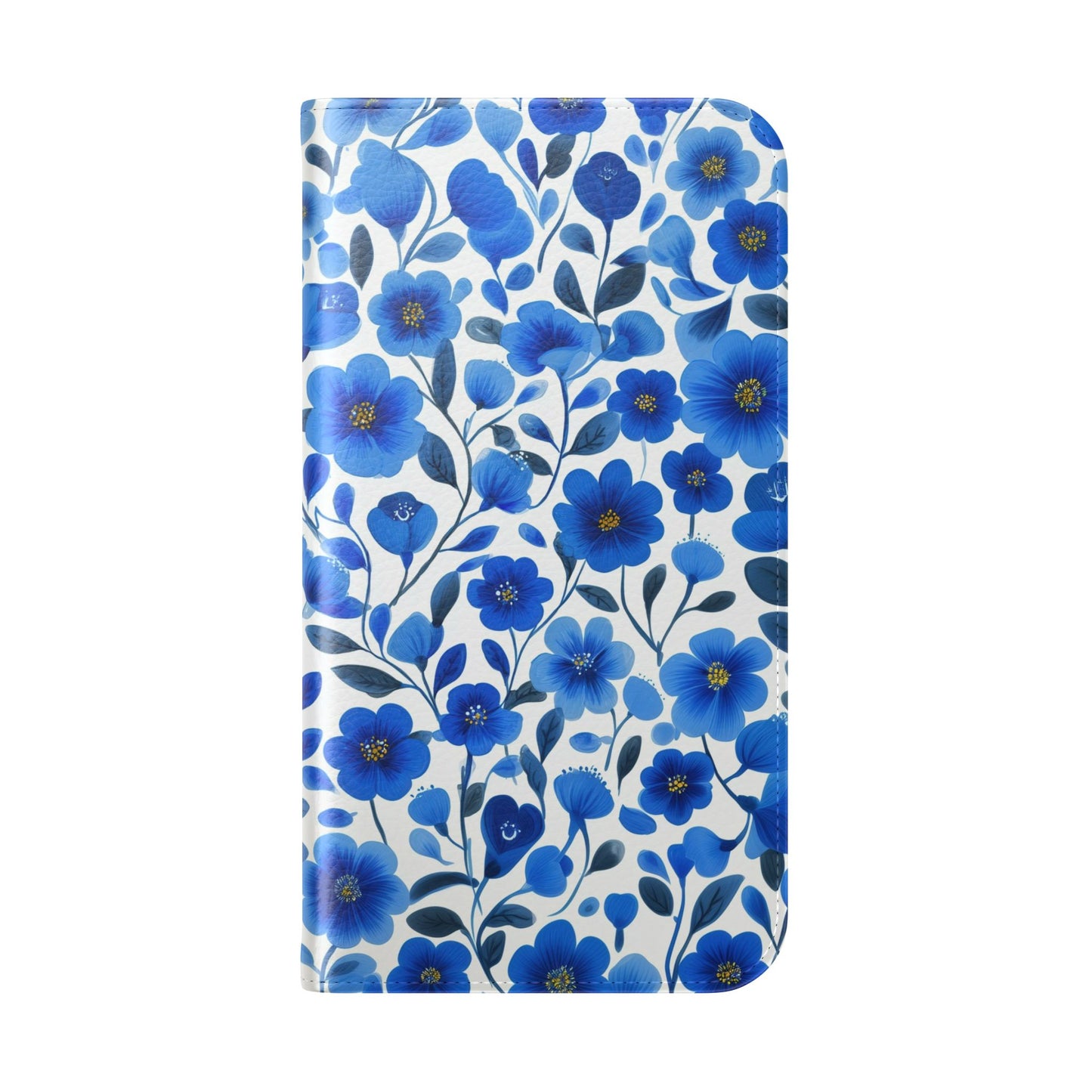 Blue Floral Pattern Flip Cases for Phones, Elegant Phone Wallet, Gift for Her, Stylish Phone Covers, Mother's Day Gift, Business Card Holder