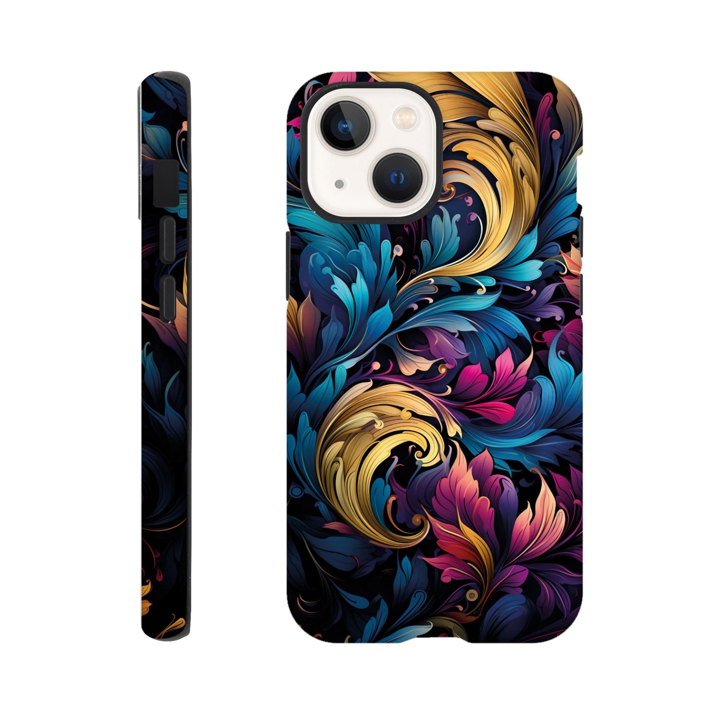 colourful leaves pattern art deco pattern- Phone Case sturdy