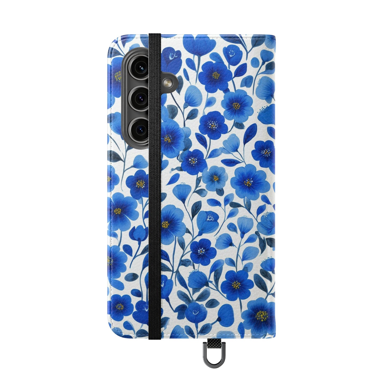 Blue Floral Pattern Flip Cases for Phones, Elegant Phone Wallet, Gift for Her, Stylish Phone Covers, Mother's Day Gift, Business Card Holder