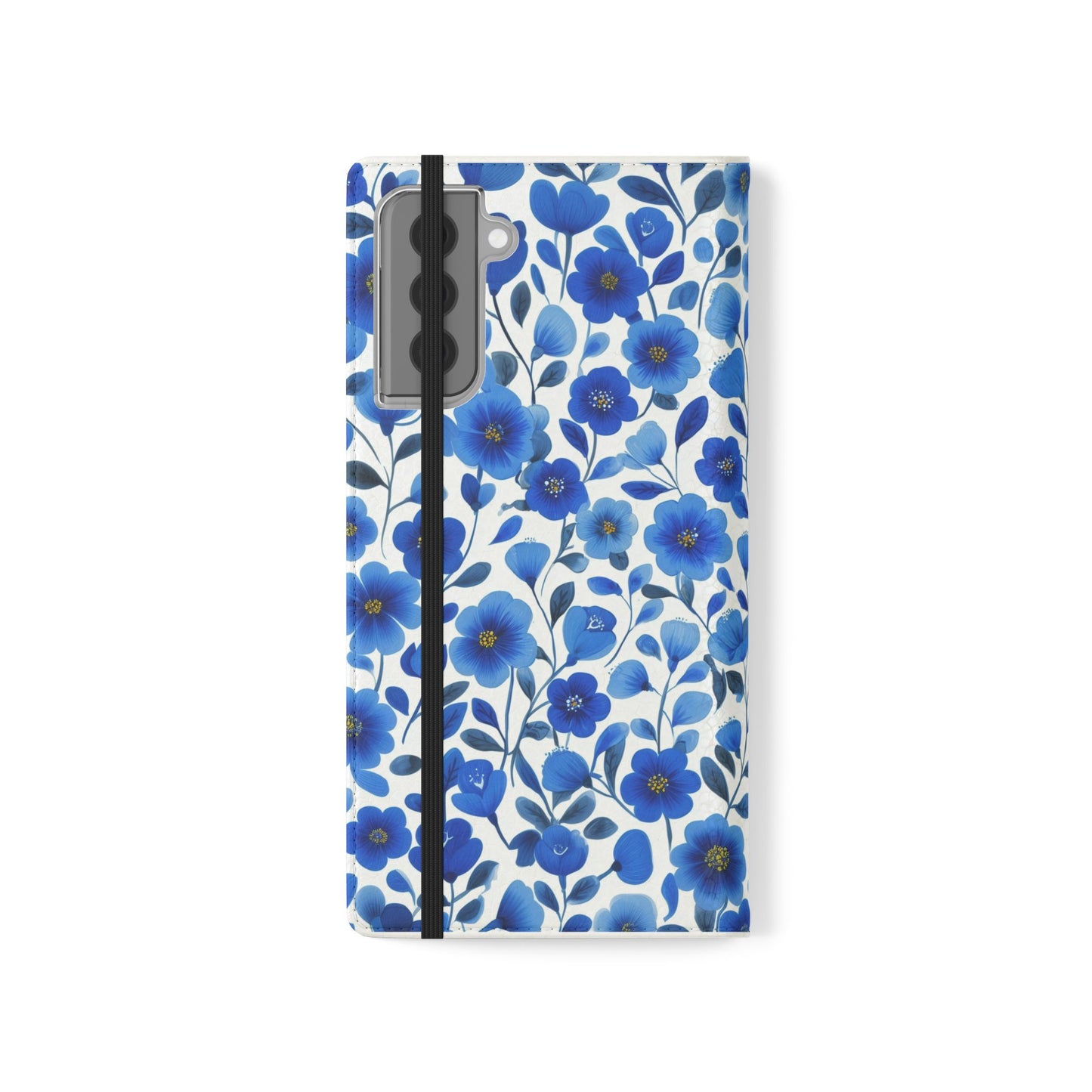 Blue Floral Pattern Flip Cases for Phones, Elegant Phone Wallet, Gift for Her, Stylish Phone Covers, Mother's Day Gift, Business Card Holder
