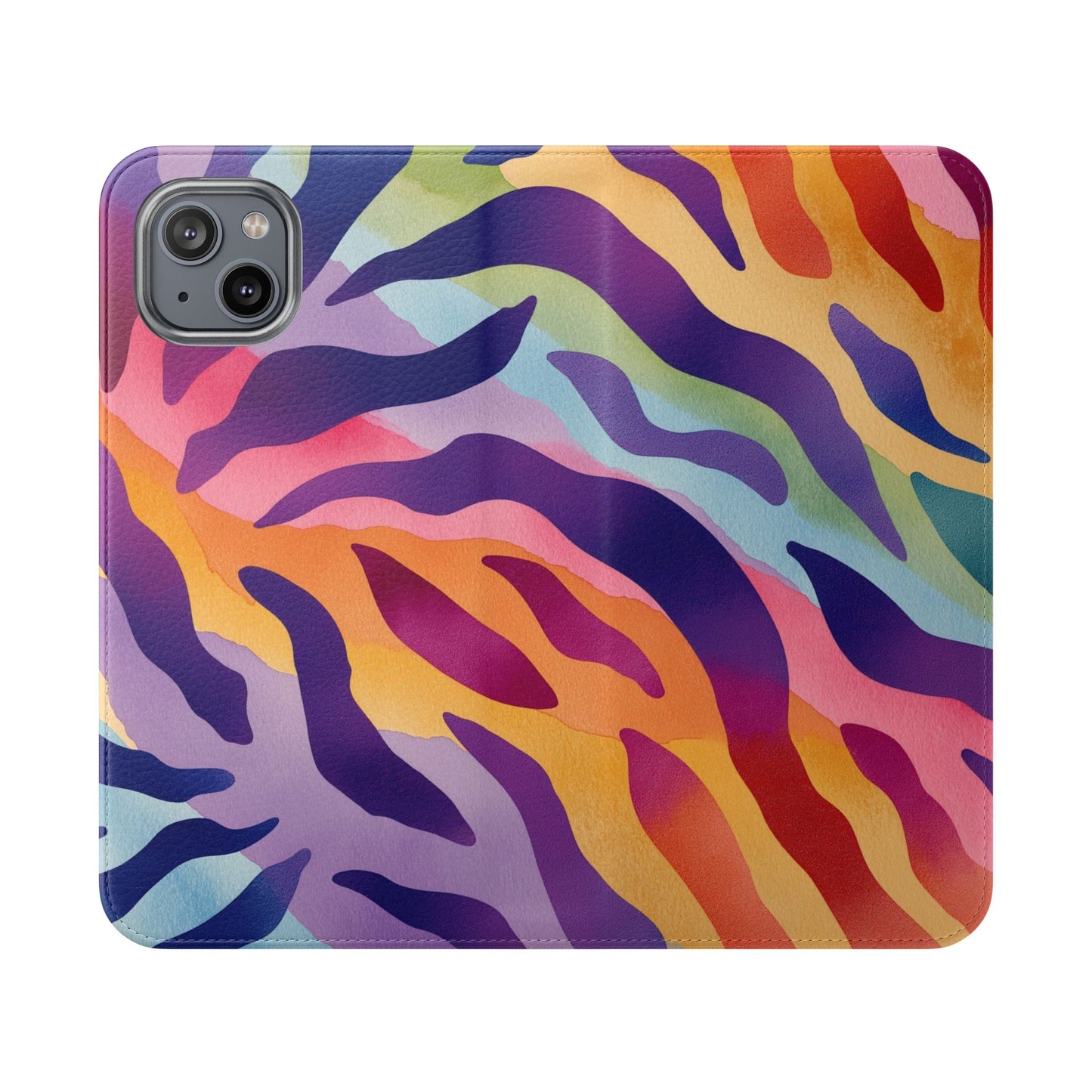 Colorful Zebra Print Phone Flip Case, Stylish Wallet Cover, Unique Mobile Accessory, Ideal Gift for Him/Her, Birthday/Anniversary Present