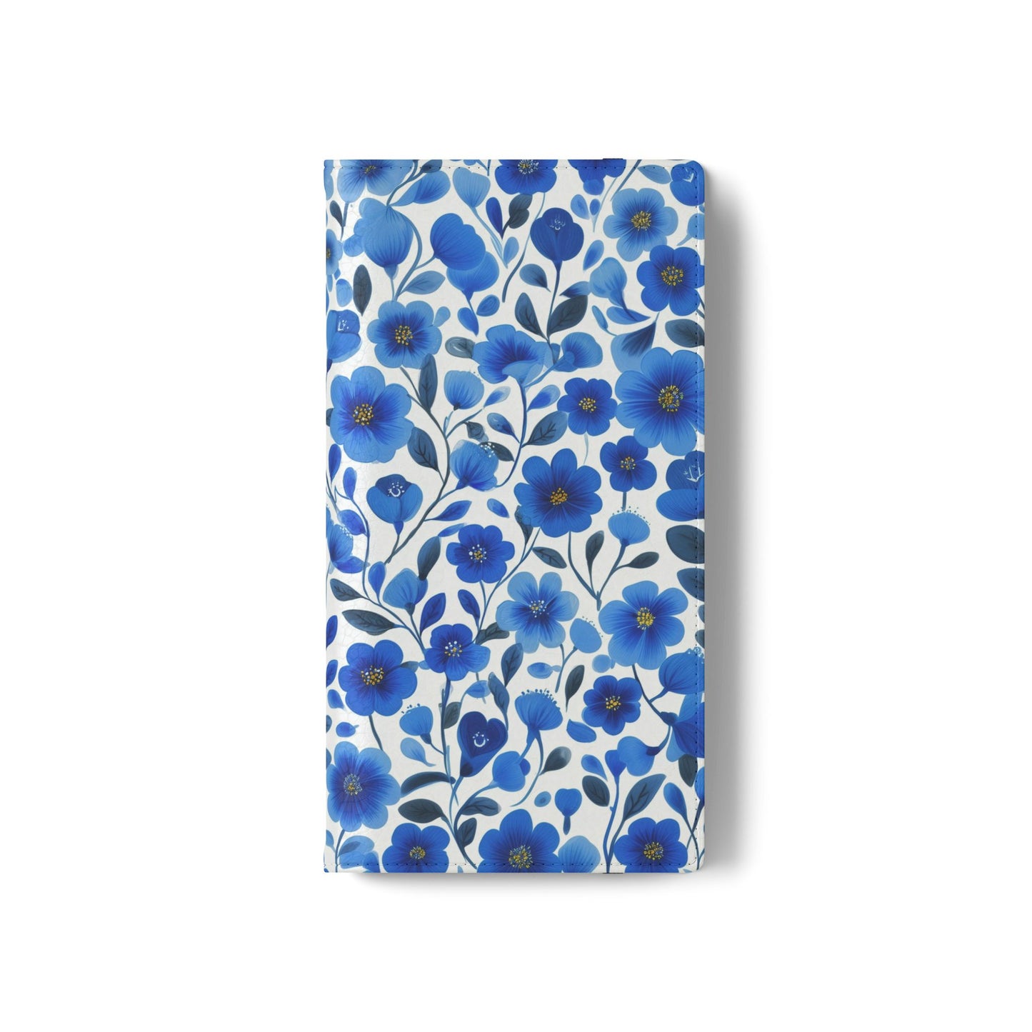 Blue Floral Pattern Flip Cases for Phones, Elegant Phone Wallet, Gift for Her, Stylish Phone Covers, Mother's Day Gift, Business Card Holder