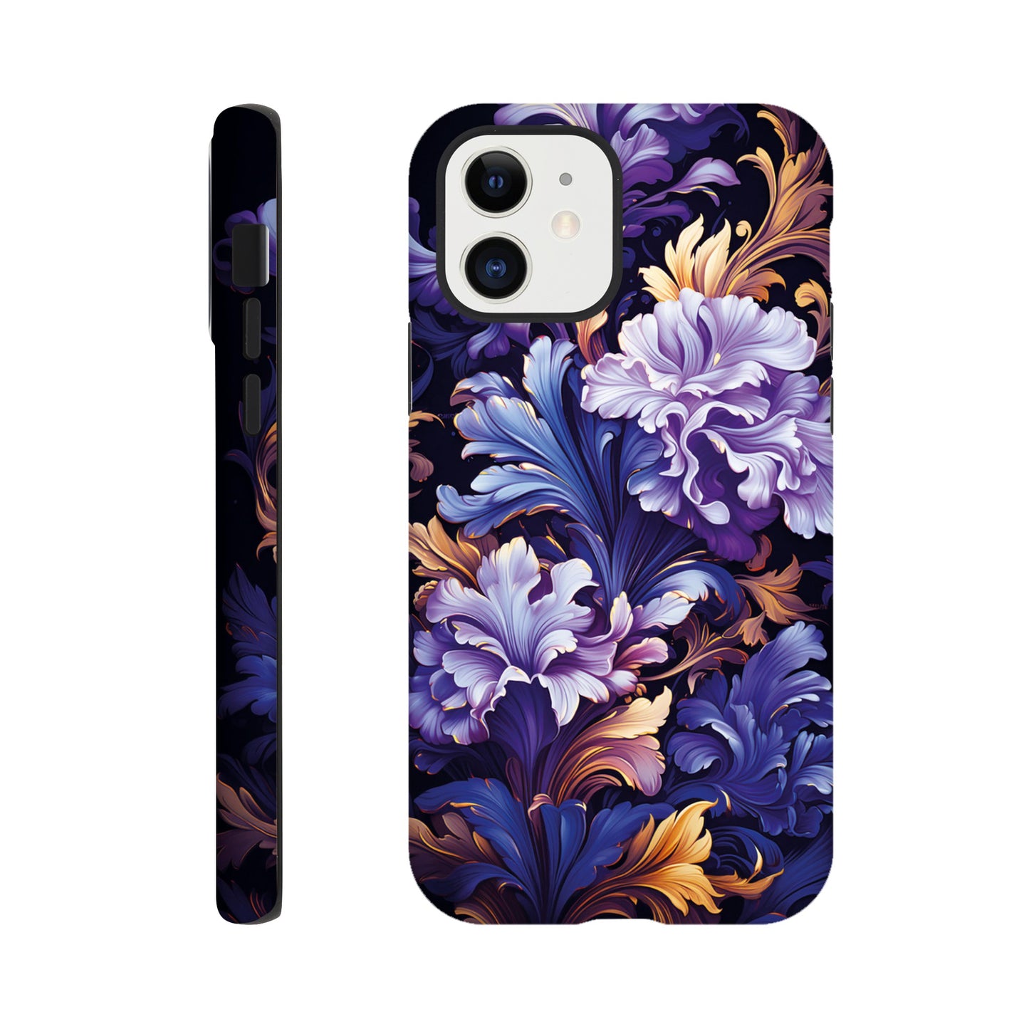 Purple flower art deco pattern- Phone Case sturdy