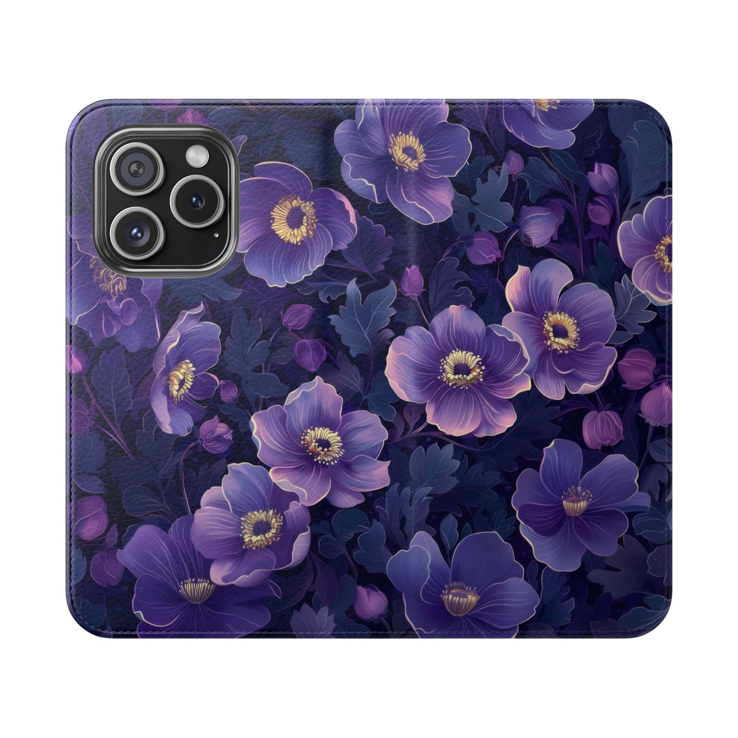 Floral Print Flip Case for Phone, Elegant Protective Cover, Stylish Wallet Case, Ideal Gift for Her, Trendy Cell Phone Accessory