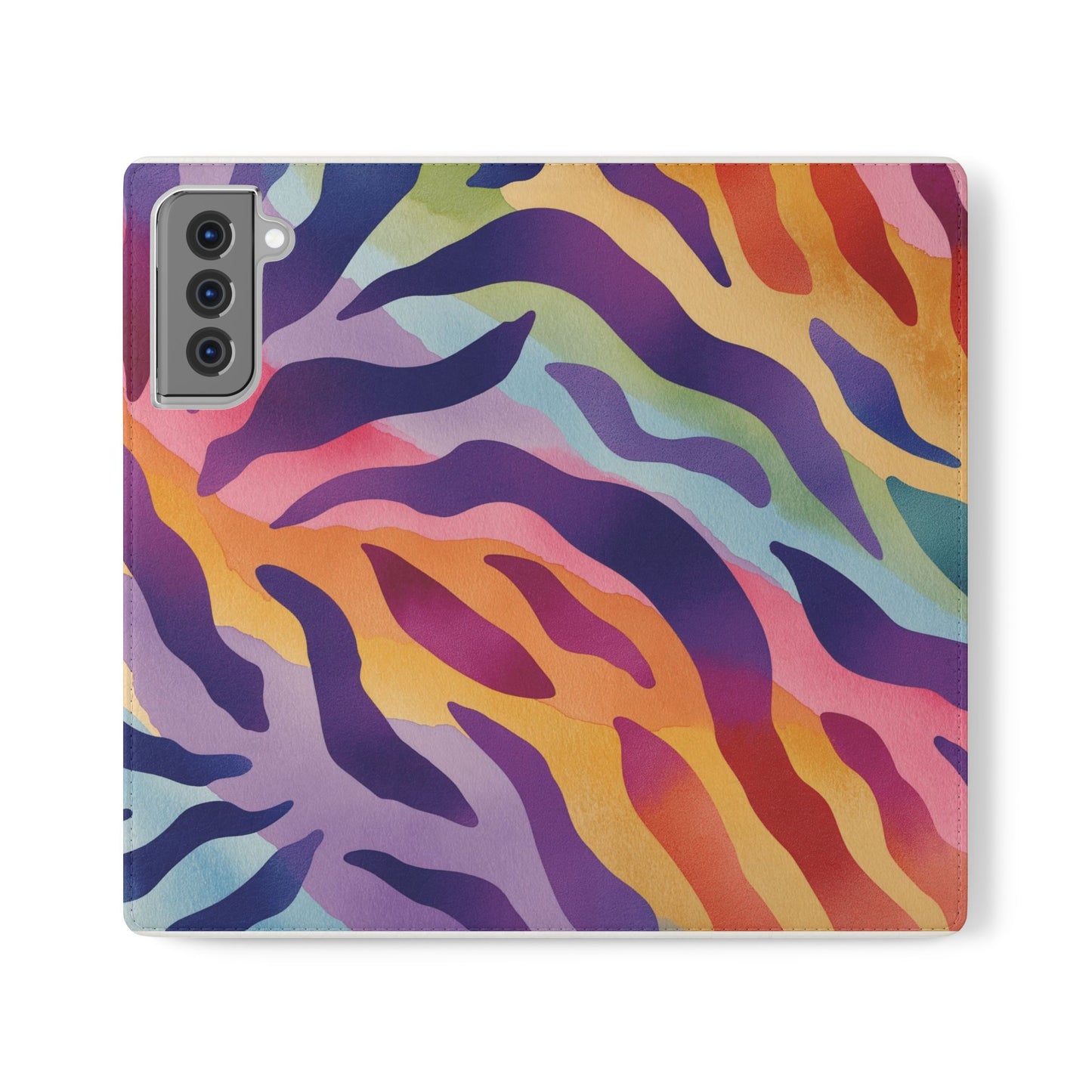 Colorful Zebra Print Phone Flip Case, Stylish Wallet Cover, Unique Mobile Accessory, Ideal Gift for Him/Her, Birthday/Anniversary Present