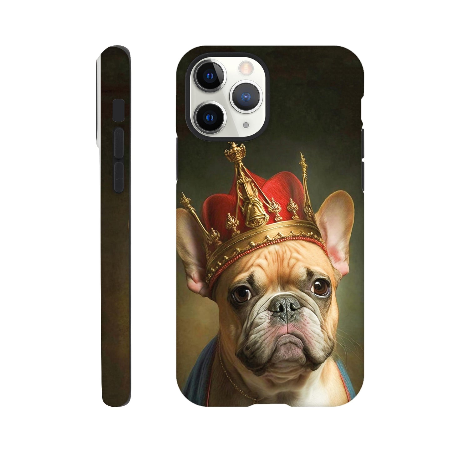 Renaissance painting of a french bulldog as a king - Phone case sturdy