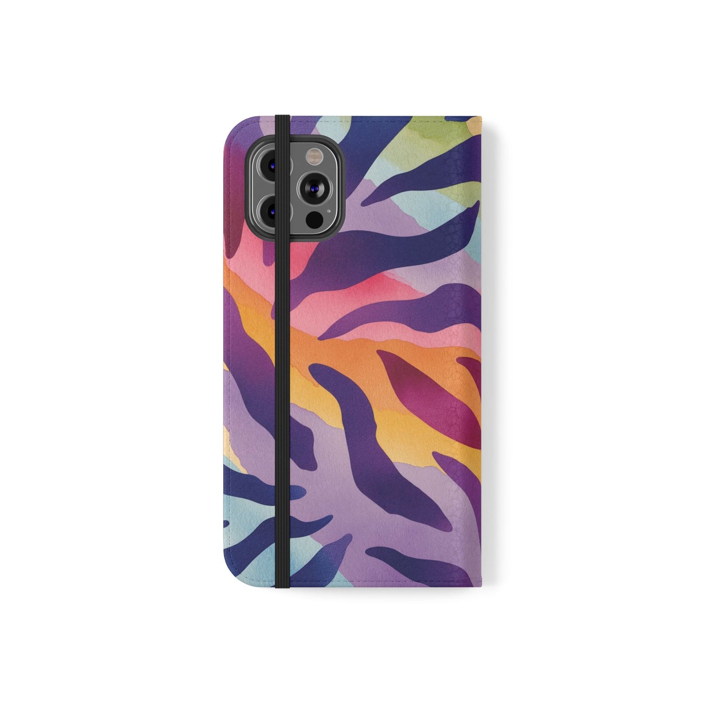 Colorful Zebra Print Phone Flip Case, Stylish Wallet Cover, Unique Mobile Accessory, Ideal Gift for Him/Her, Birthday/Anniversary Present