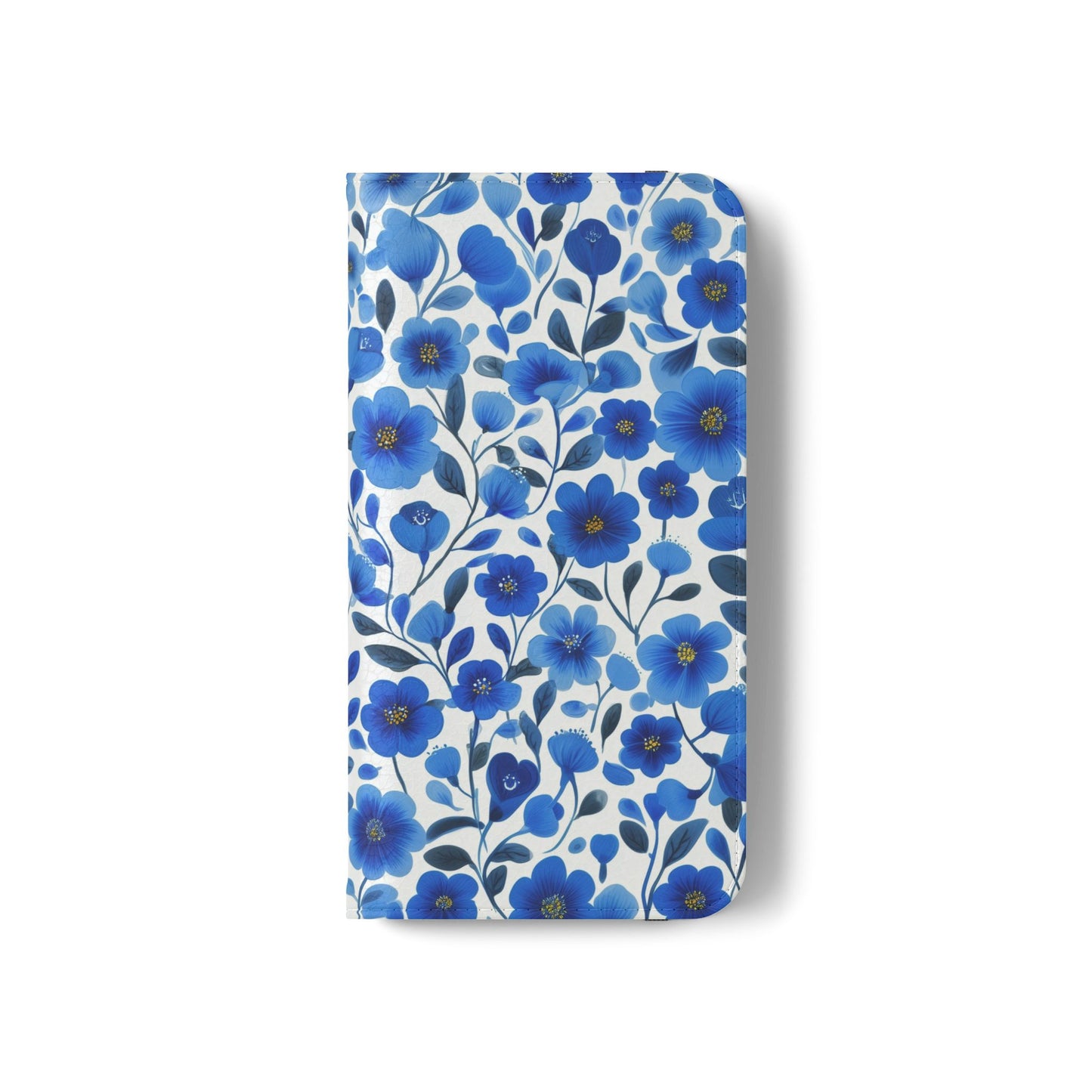 Blue Floral Pattern Flip Cases for Phones, Elegant Phone Wallet, Gift for Her, Stylish Phone Covers, Mother's Day Gift, Business Card Holder