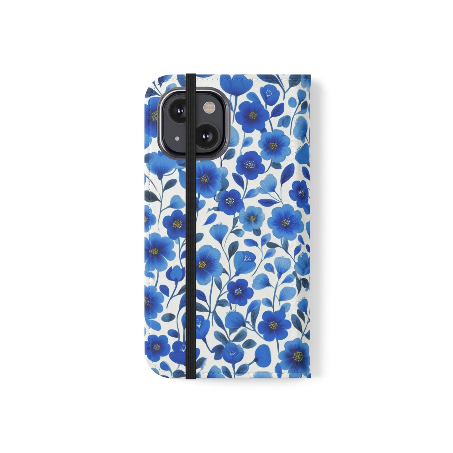 Blue Floral Pattern Flip Cases for Phones, Elegant Phone Wallet, Gift for Her, Stylish Phone Covers, Mother's Day Gift, Business Card Holder