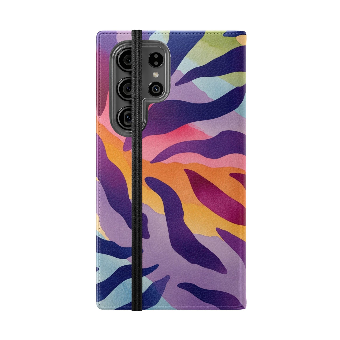 Colorful Zebra Print Phone Flip Case, Stylish Wallet Cover, Unique Mobile Accessory, Ideal Gift for Him/Her, Birthday/Anniversary Present