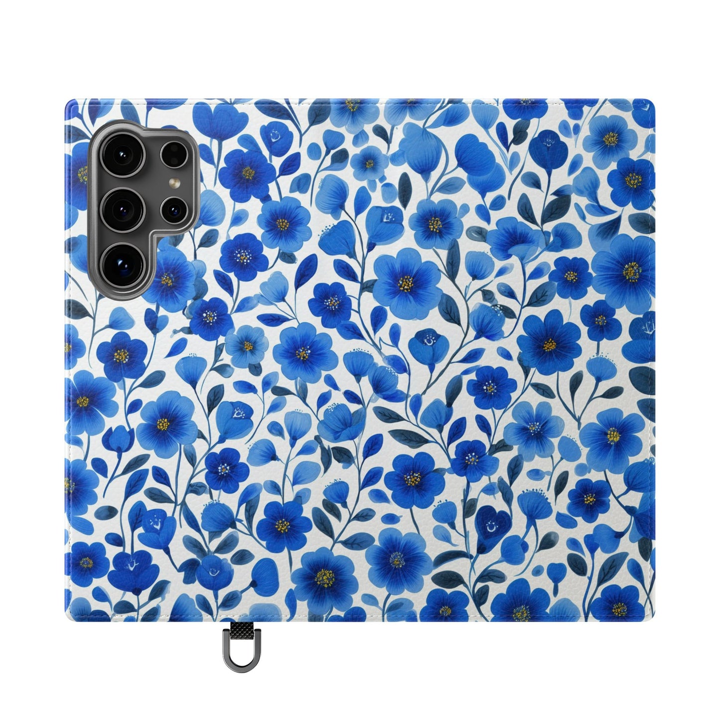 Blue Floral Pattern Flip Cases for Phones, Elegant Phone Wallet, Gift for Her, Stylish Phone Covers, Mother's Day Gift, Business Card Holder