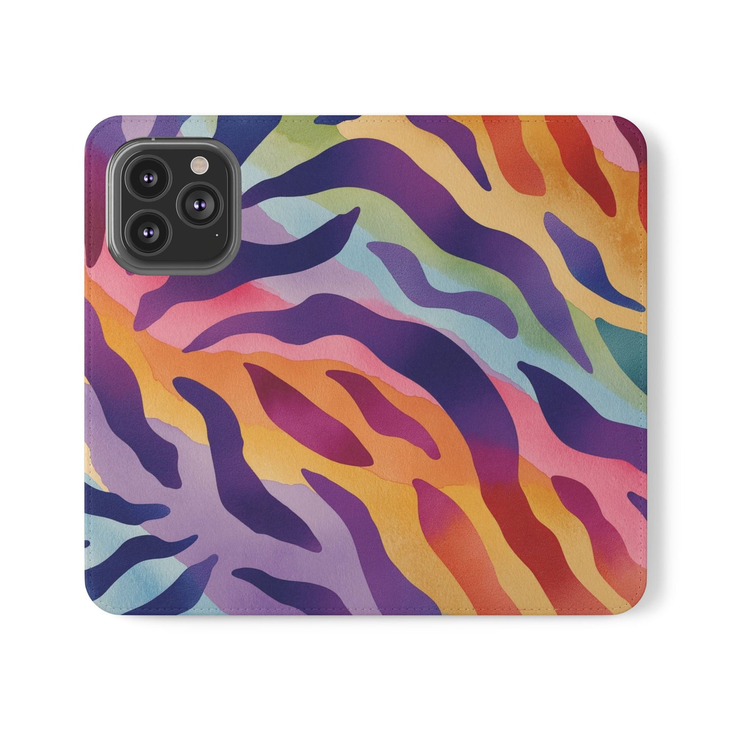 Colorful Zebra Print Phone Flip Case, Stylish Wallet Cover, Unique Mobile Accessory, Ideal Gift for Him/Her, Birthday/Anniversary Present