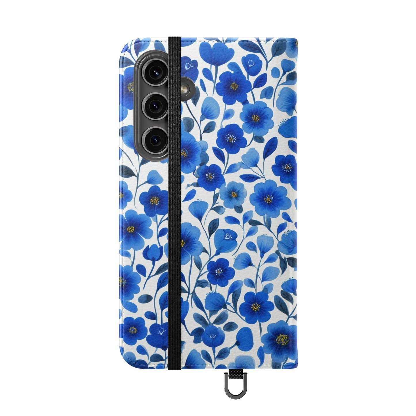 Blue Floral Pattern Flip Cases for Phones, Elegant Phone Wallet, Gift for Her, Stylish Phone Covers, Mother's Day Gift, Business Card Holder