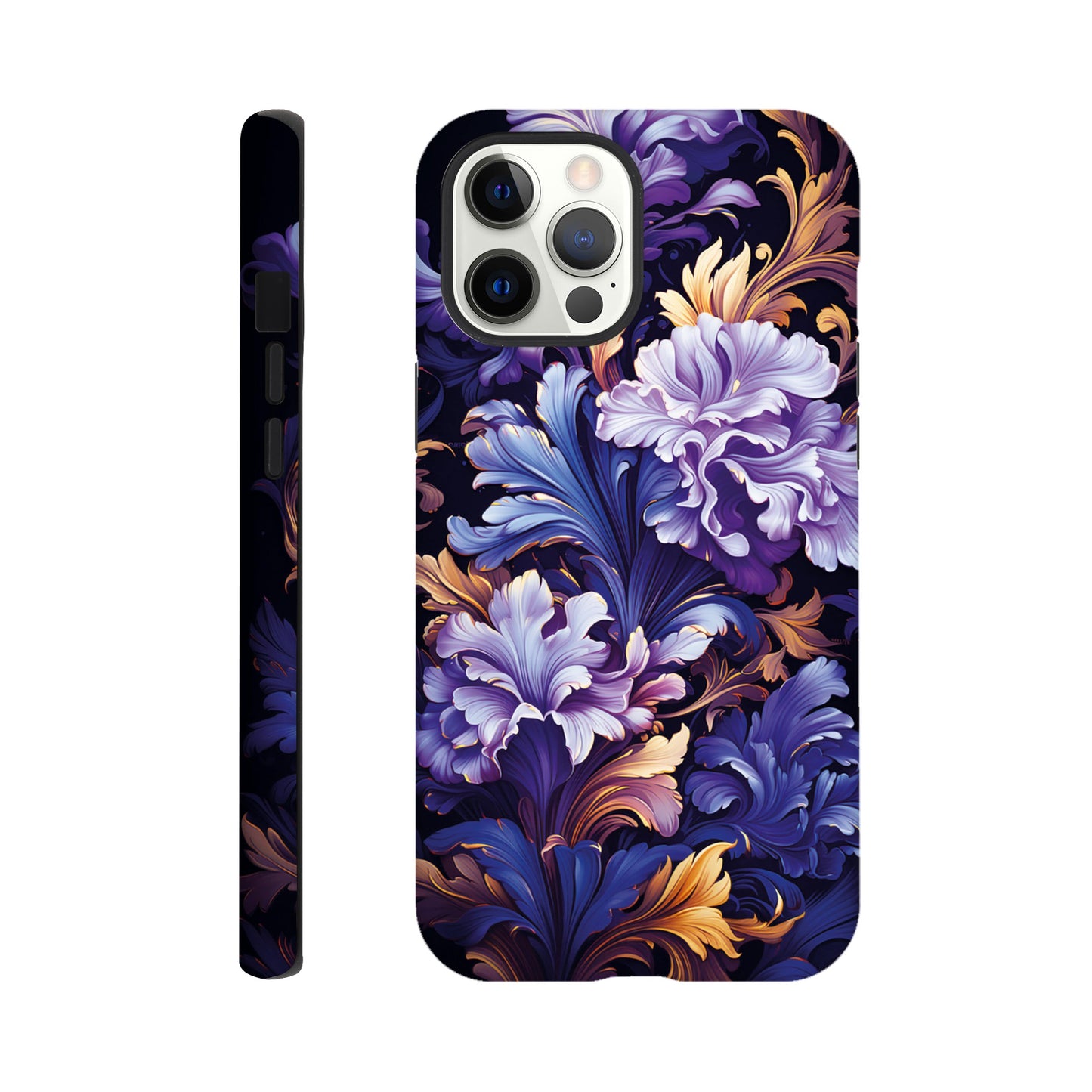 Purple flower art deco pattern- Phone Case sturdy