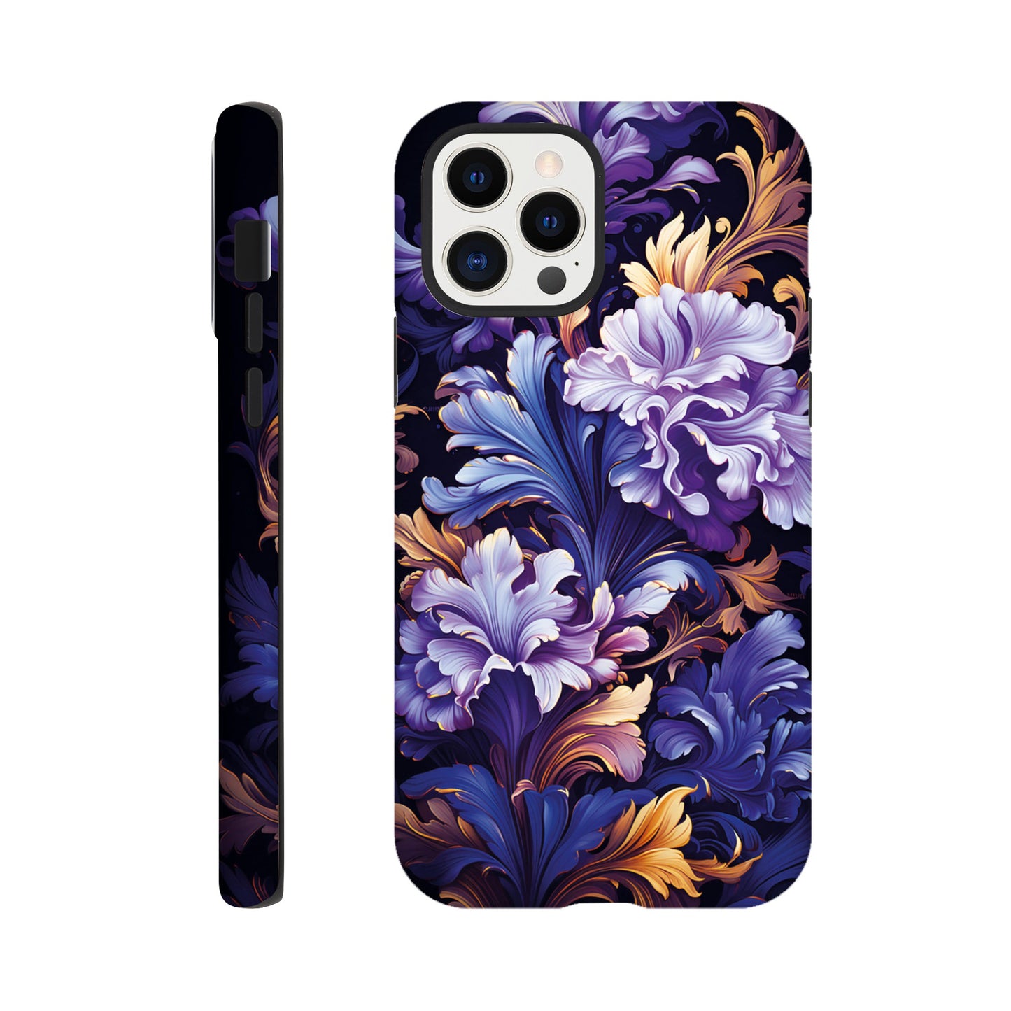 Purple flower art deco pattern- Phone Case sturdy