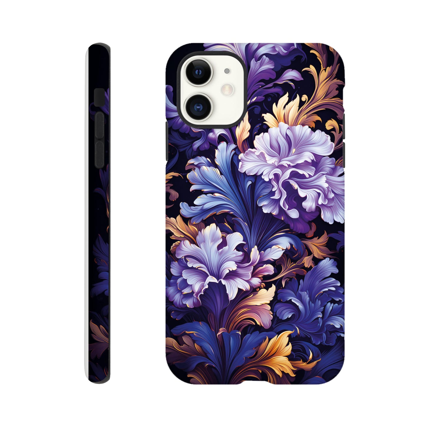 Purple flower art deco pattern- Phone Case sturdy