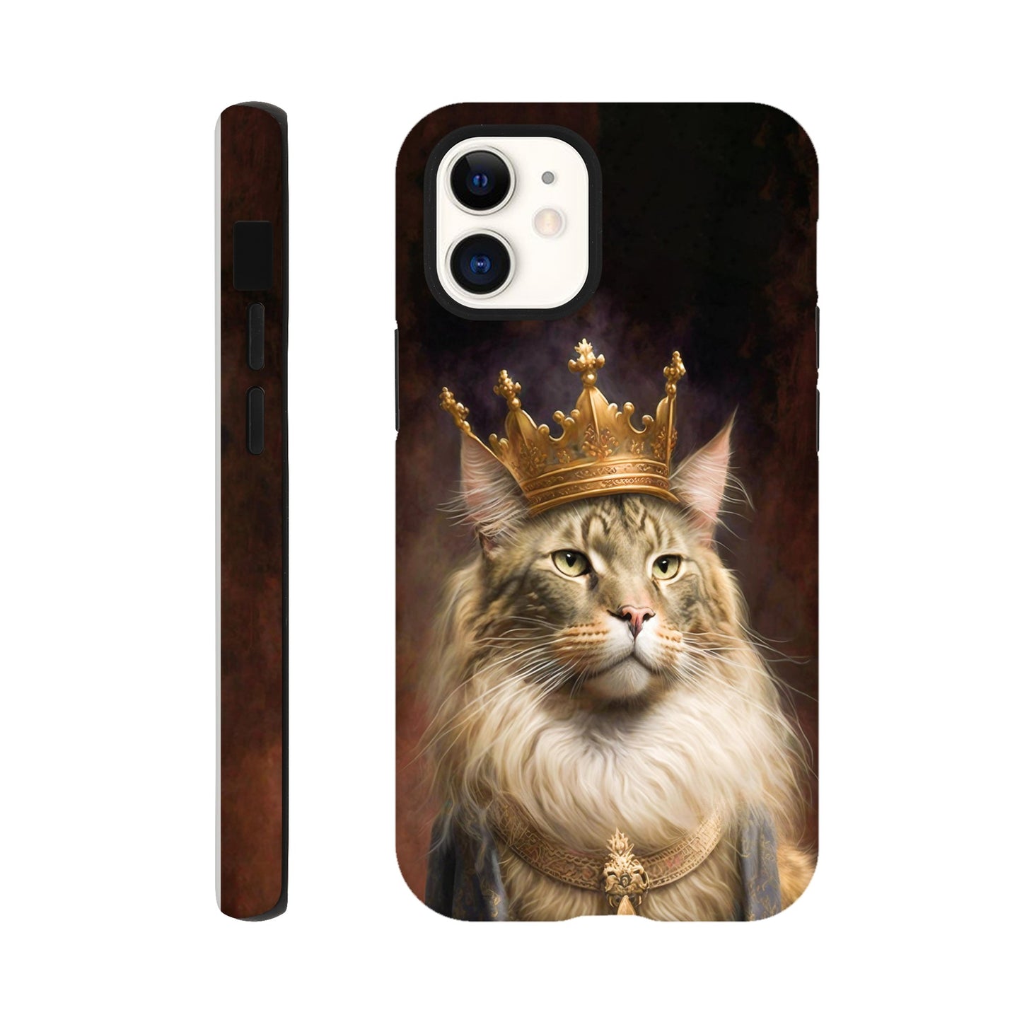 Renaissance painting of a Maine Coon with a king's crown - Phone case sturdy