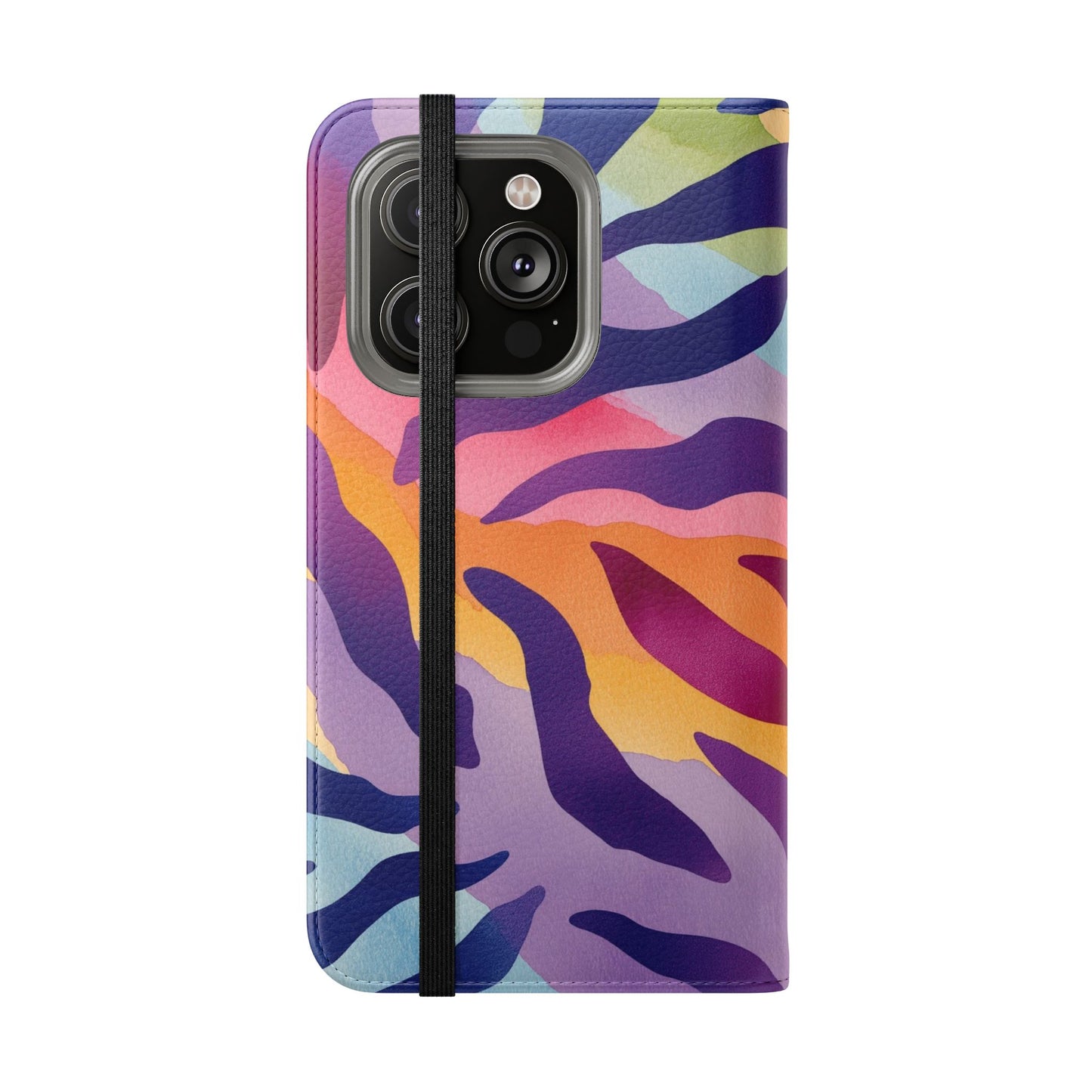 Colorful Zebra Print Phone Flip Case, Stylish Wallet Cover, Unique Mobile Accessory, Ideal Gift for Him/Her, Birthday/Anniversary Present