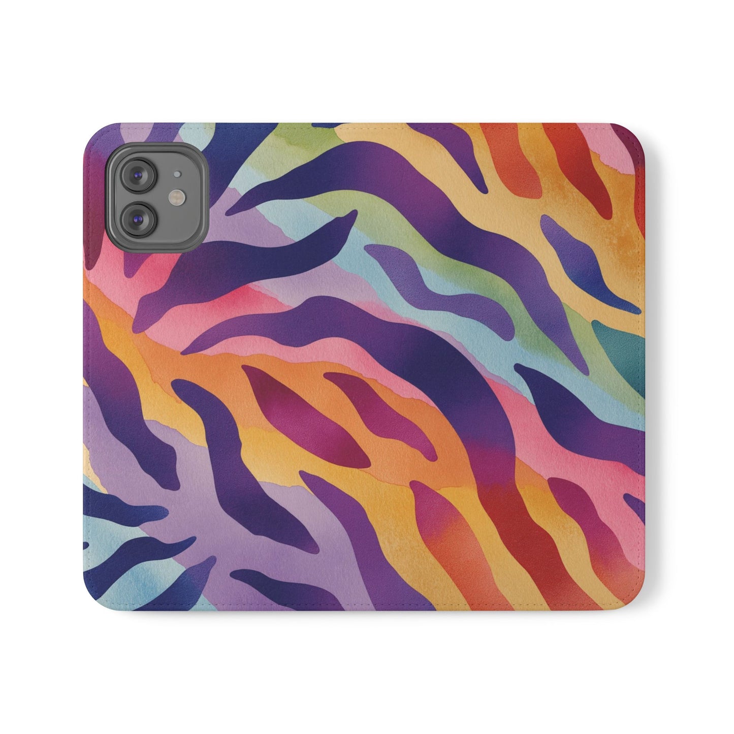 Colorful Zebra Print Phone Flip Case, Stylish Wallet Cover, Unique Mobile Accessory, Ideal Gift for Him/Her, Birthday/Anniversary Present