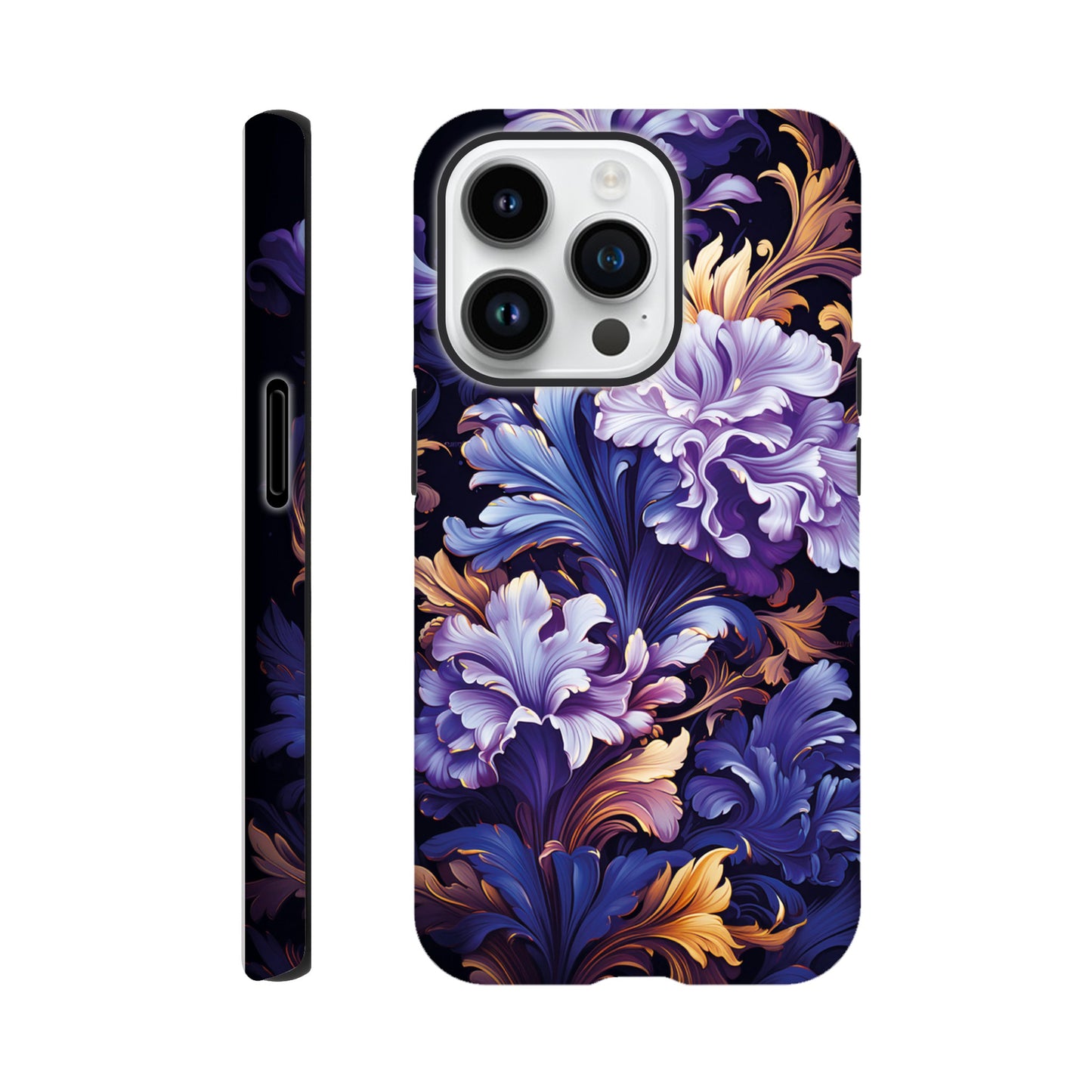 Purple flower art deco pattern- Phone Case sturdy