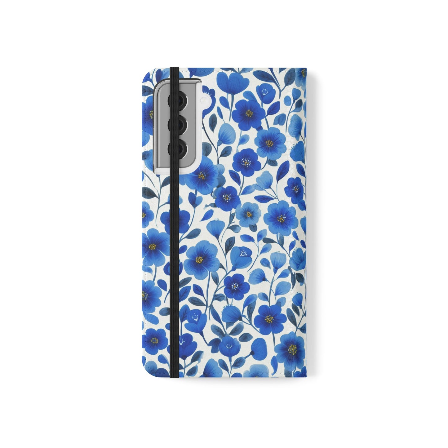 Blue Floral Pattern Flip Cases for Phones, Elegant Phone Wallet, Gift for Her, Stylish Phone Covers, Mother's Day Gift, Business Card Holder