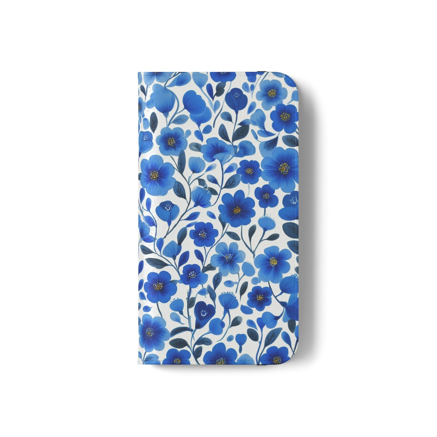 Blue Floral Pattern Flip Cases for Phones, Elegant Phone Wallet, Gift for Her, Stylish Phone Covers, Mother's Day Gift, Business Card Holder