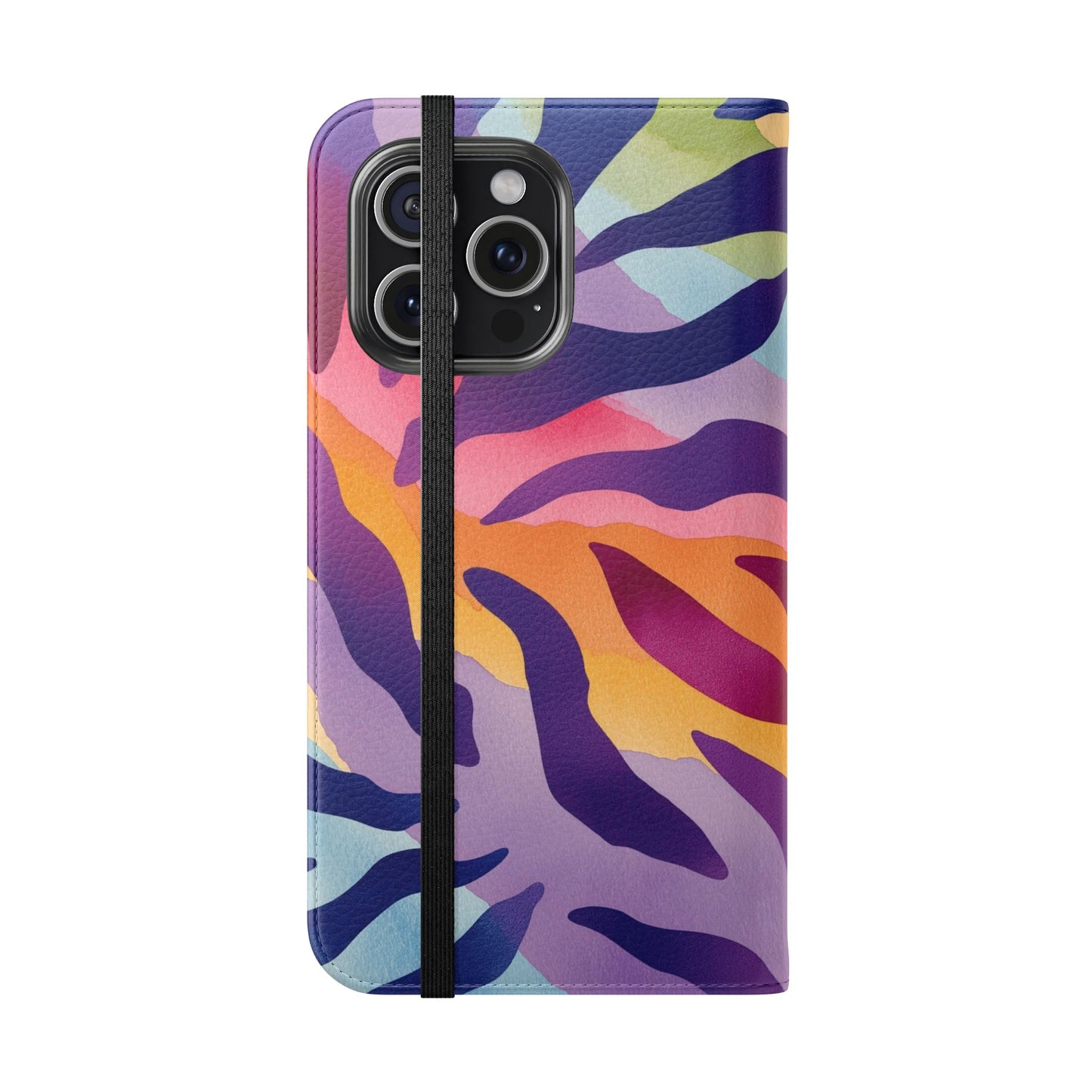 Colorful Zebra Print Phone Flip Case, Stylish Wallet Cover, Unique Mobile Accessory, Ideal Gift for Him/Her, Birthday/Anniversary Present