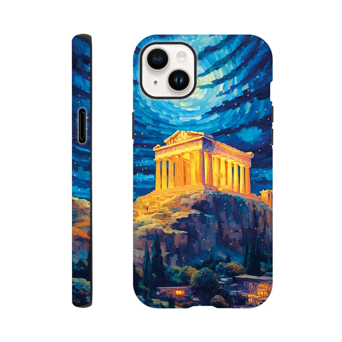 Akropolis van Athene at night in Van Gogh style - Phone case sturdy