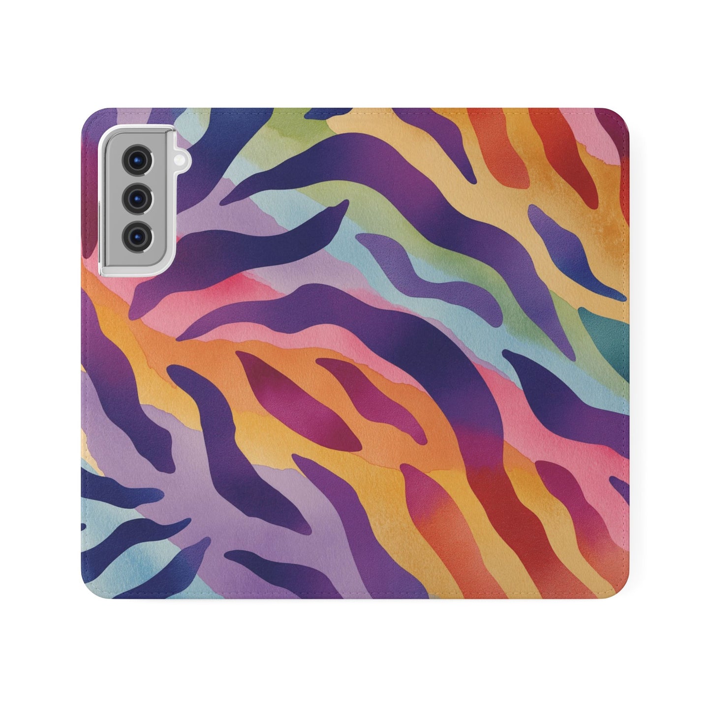 Colorful Zebra Print Phone Flip Case, Stylish Wallet Cover, Unique Mobile Accessory, Ideal Gift for Him/Her, Birthday/Anniversary Present