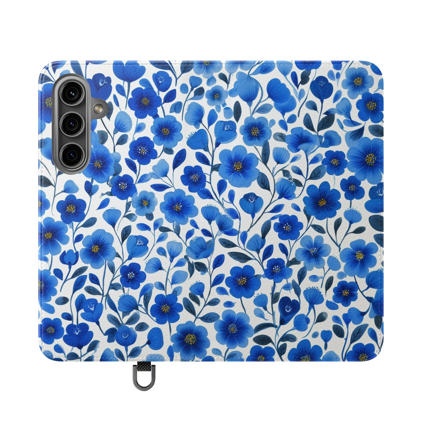 Blue Floral Pattern Flip Cases for Phones, Elegant Phone Wallet, Gift for Her, Stylish Phone Covers, Mother's Day Gift, Business Card Holder