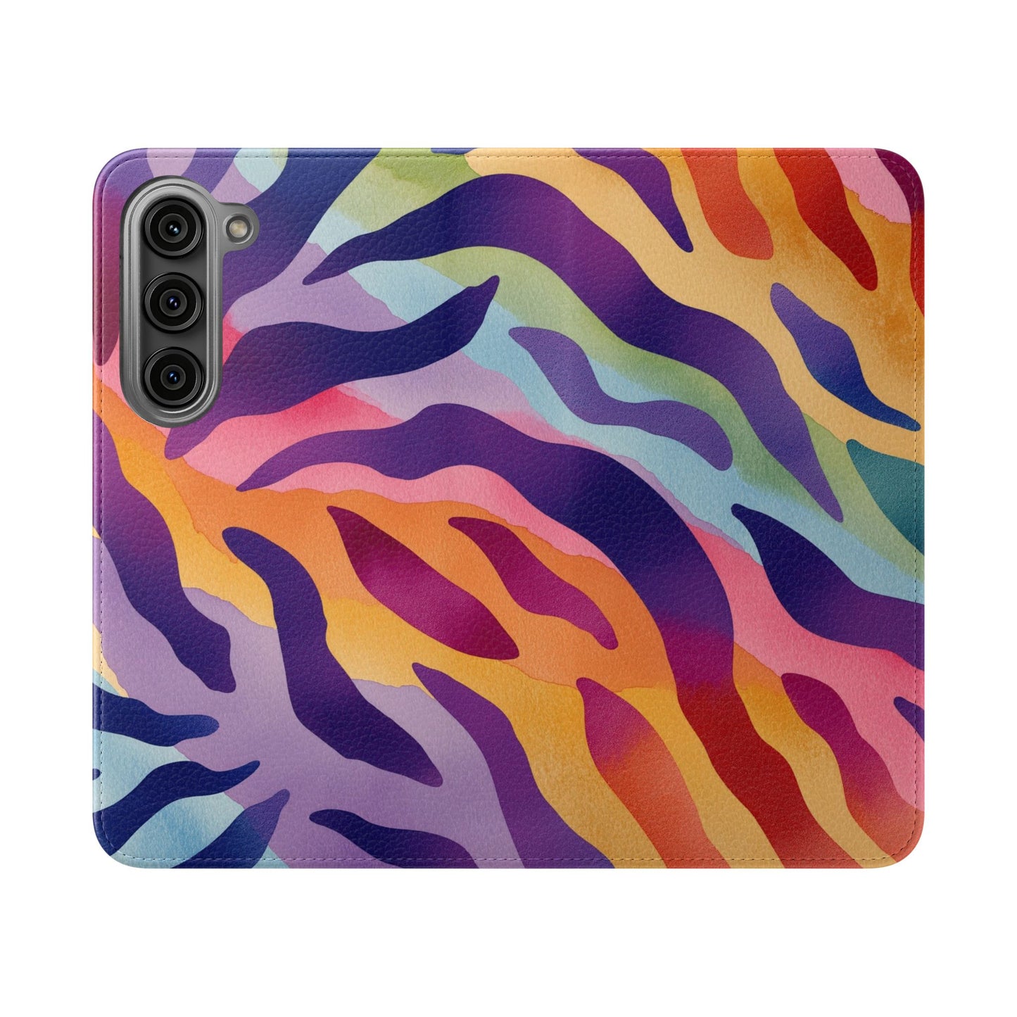 Colorful Zebra Print Phone Flip Case, Stylish Wallet Cover, Unique Mobile Accessory, Ideal Gift for Him/Her, Birthday/Anniversary Present