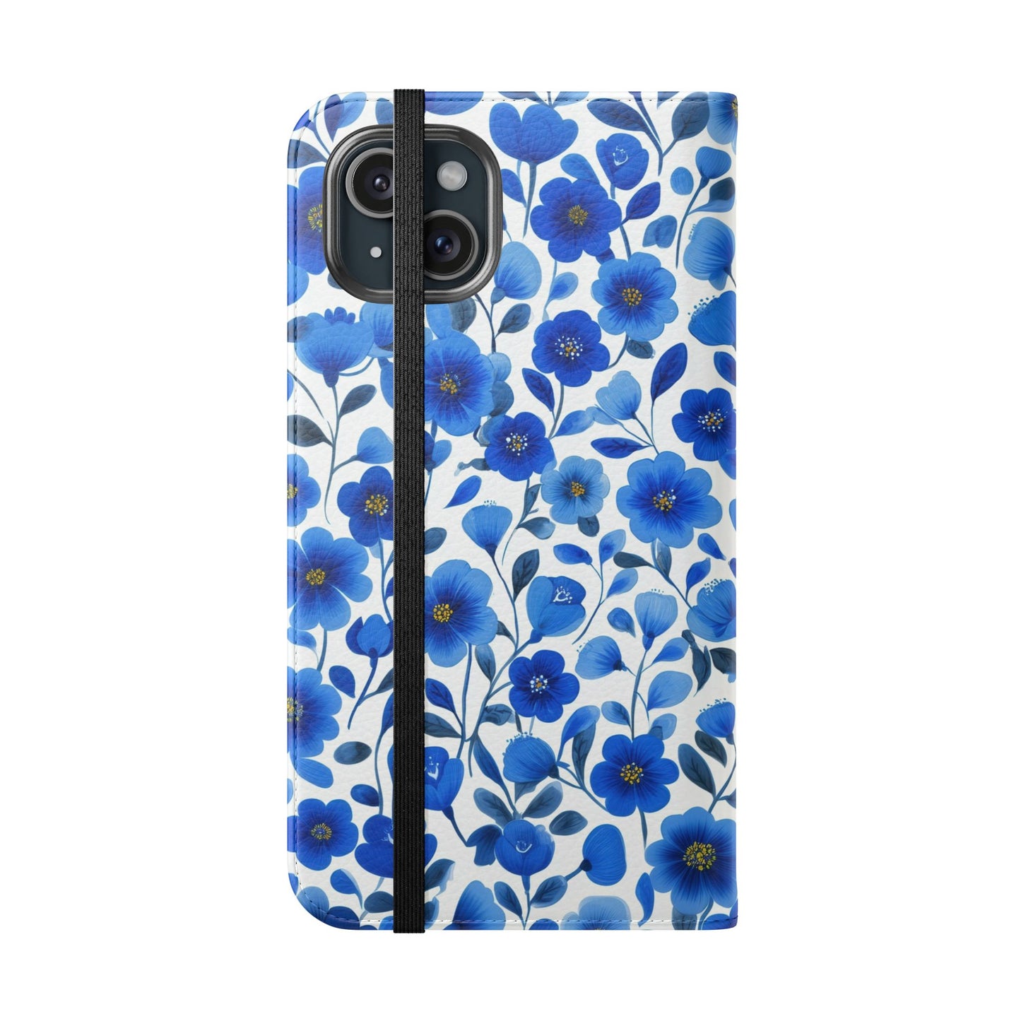 Blue Floral Pattern Flip Cases for Phones, Elegant Phone Wallet, Gift for Her, Stylish Phone Covers, Mother's Day Gift, Business Card Holder