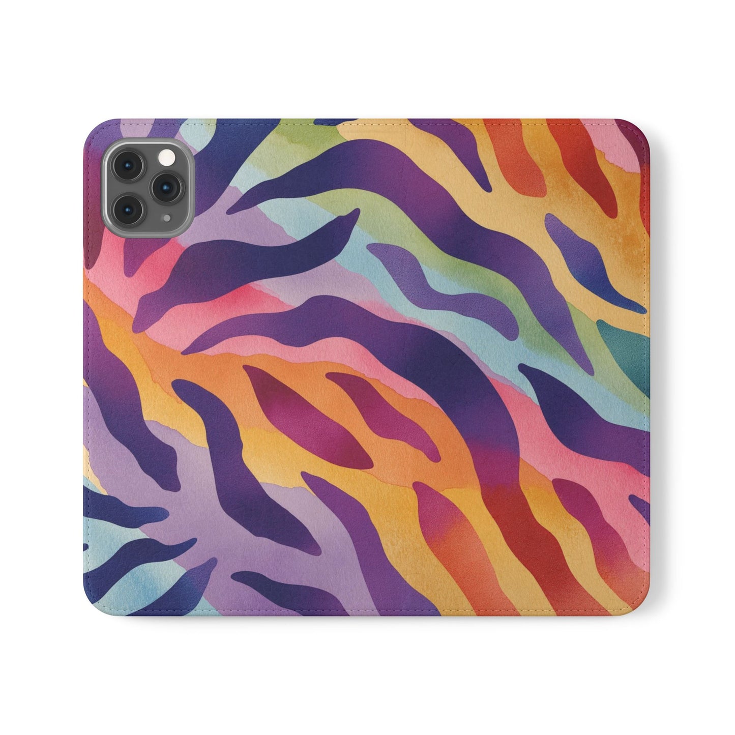 Colorful Zebra Print Phone Flip Case, Stylish Wallet Cover, Unique Mobile Accessory, Ideal Gift for Him/Her, Birthday/Anniversary Present