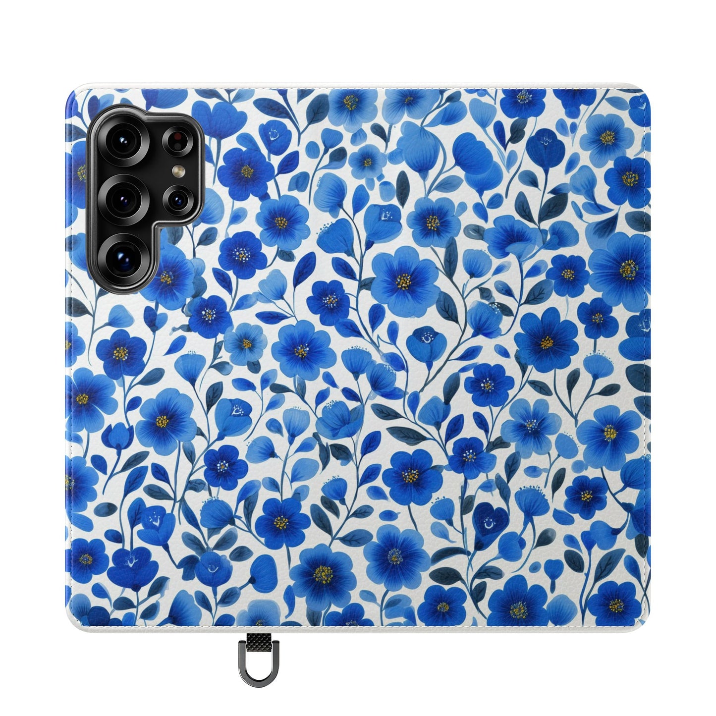 Blue Floral Pattern Flip Cases for Phones, Elegant Phone Wallet, Gift for Her, Stylish Phone Covers, Mother's Day Gift, Business Card Holder