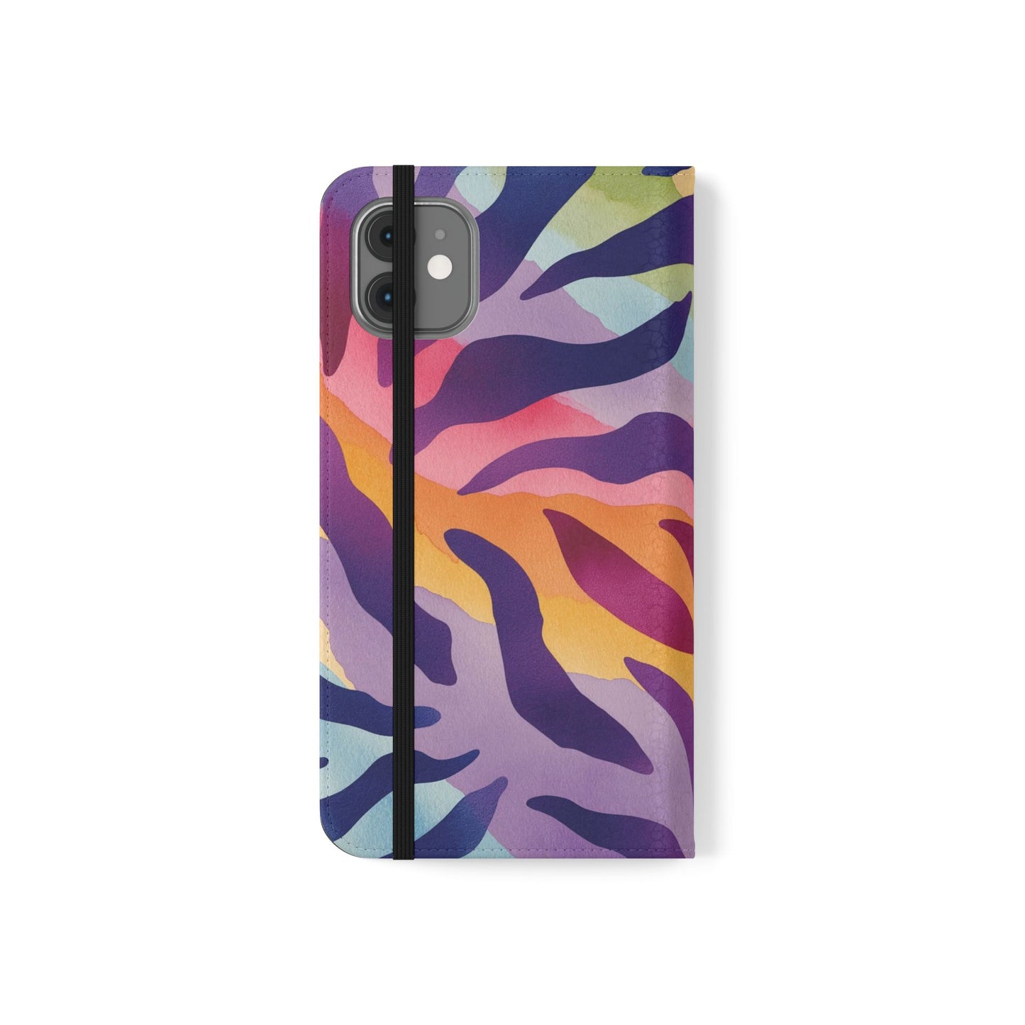 Colorful Zebra Print Phone Flip Case, Stylish Wallet Cover, Unique Mobile Accessory, Ideal Gift for Him/Her, Birthday/Anniversary Present