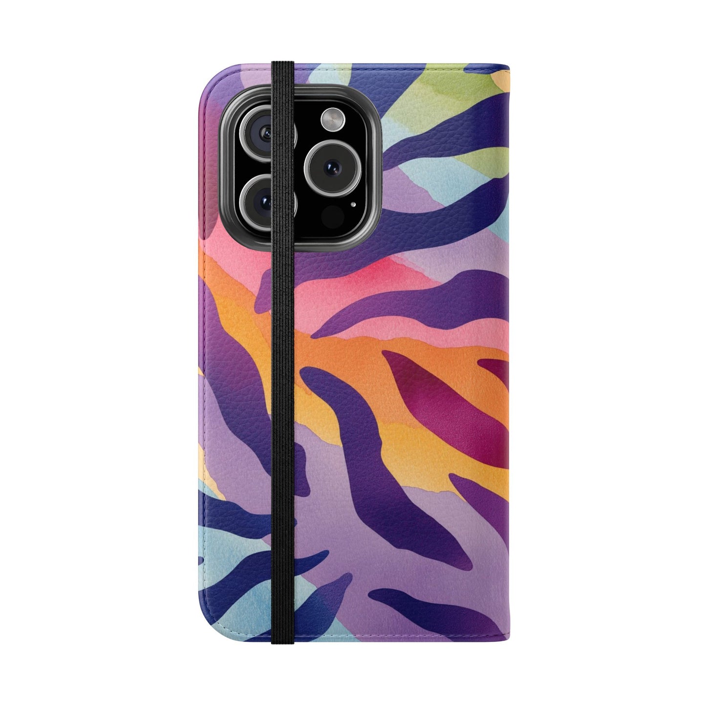 Colorful Zebra Print Phone Flip Case, Stylish Wallet Cover, Unique Mobile Accessory, Ideal Gift for Him/Her, Birthday/Anniversary Present