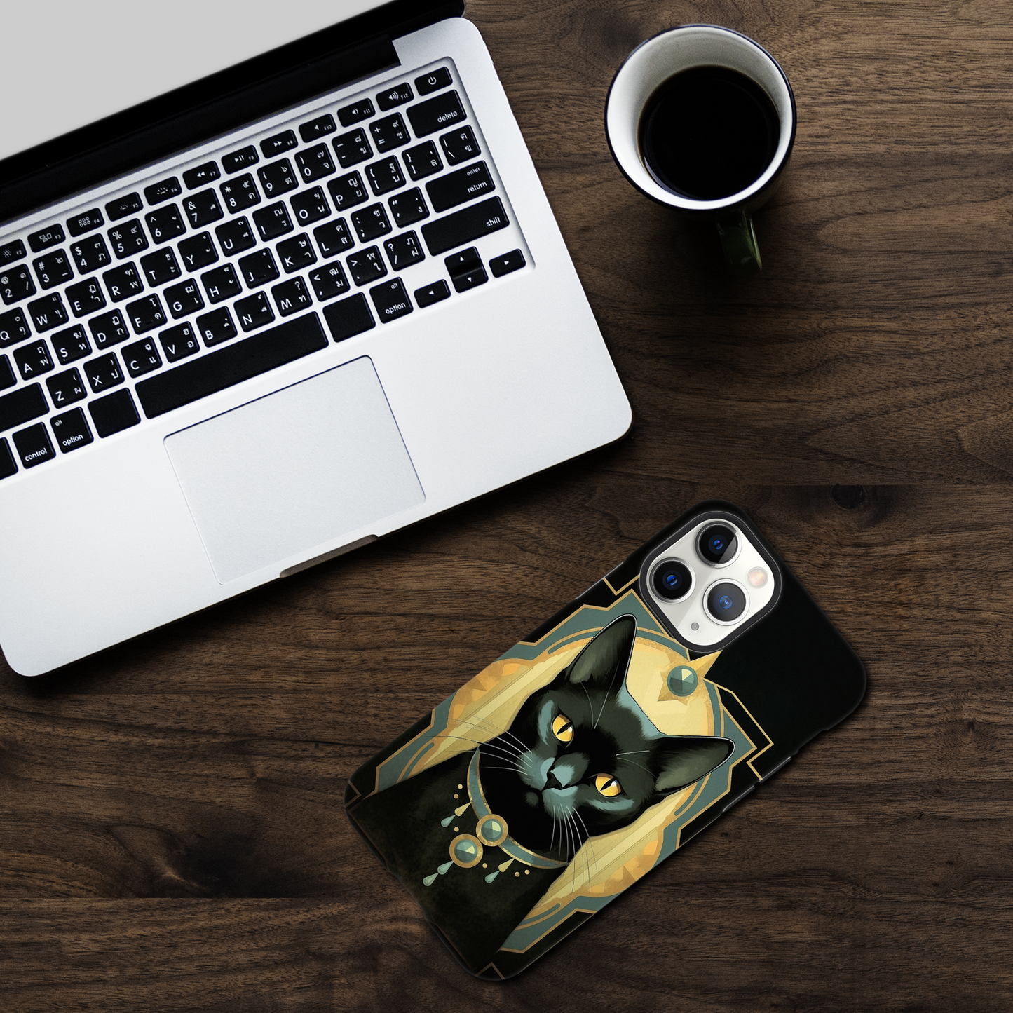 Art Deco Elegant black cat I - Phone Case sturdy