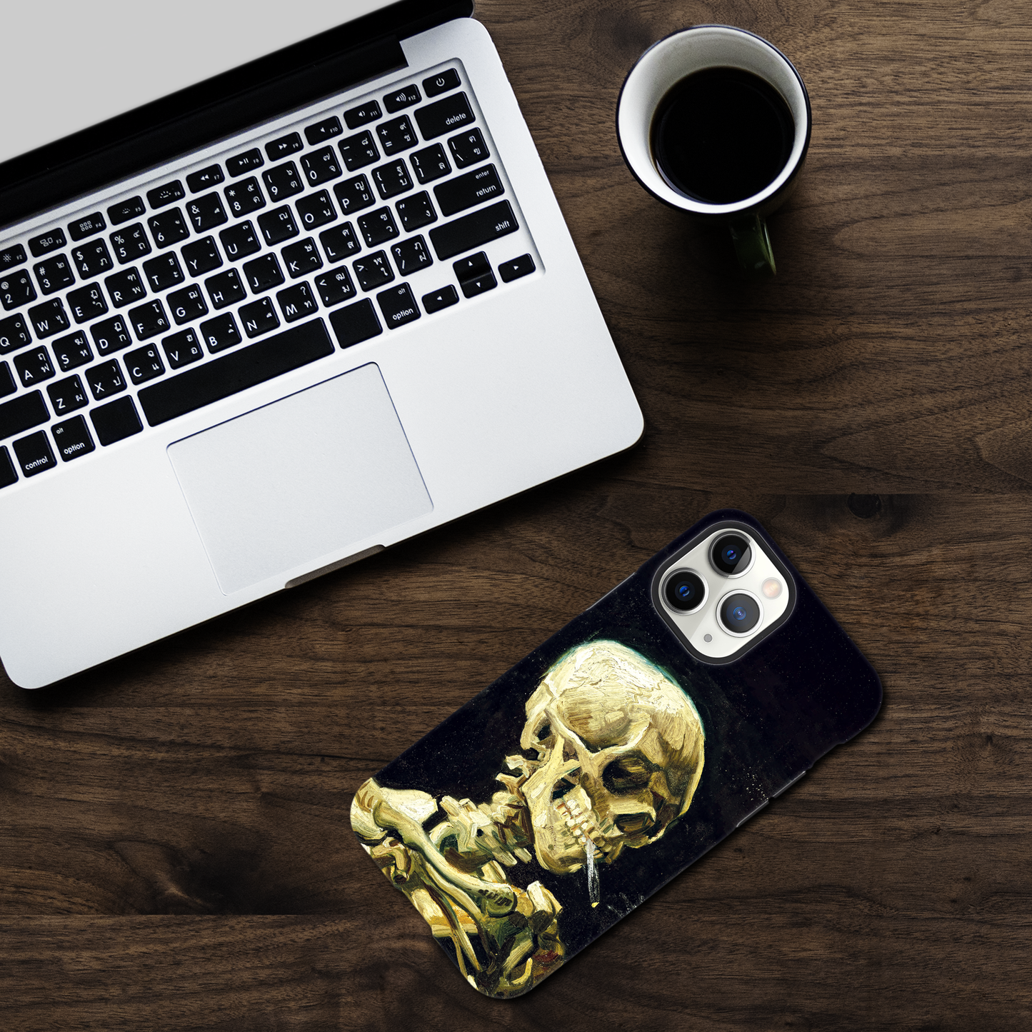 Head of a skeleton with a burning cigarette By Vincent Van Gogh - Phone case sturdy