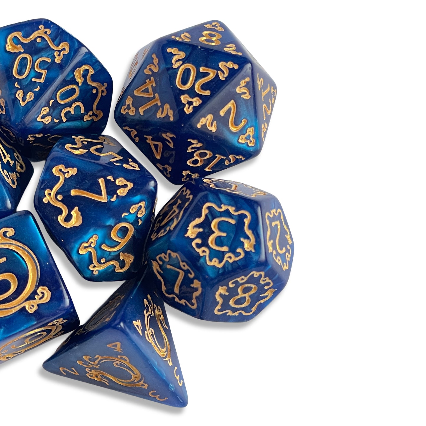 Lapis Lazuli Blue D&D Dice | Royal Blue RPG Dice Set