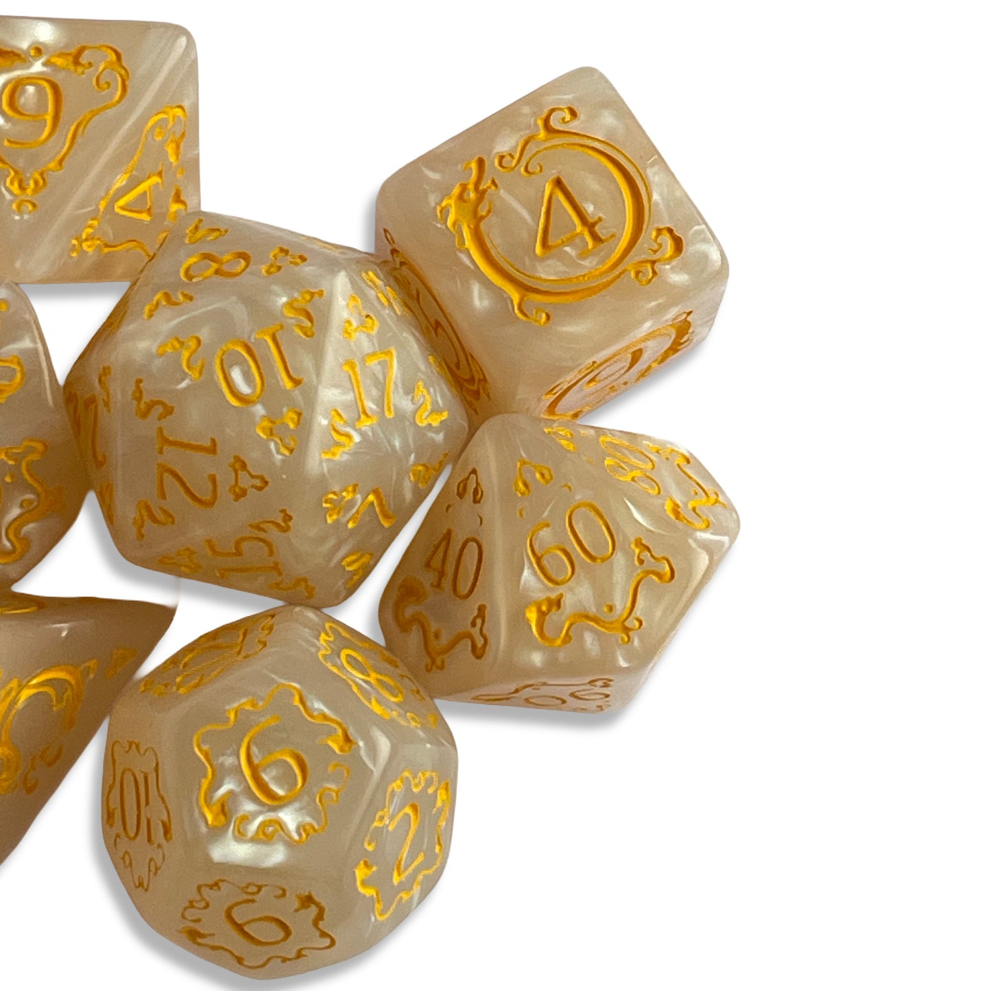 Bone Pearl White D&D Dice | Elegant Polyhedral RPG Dice