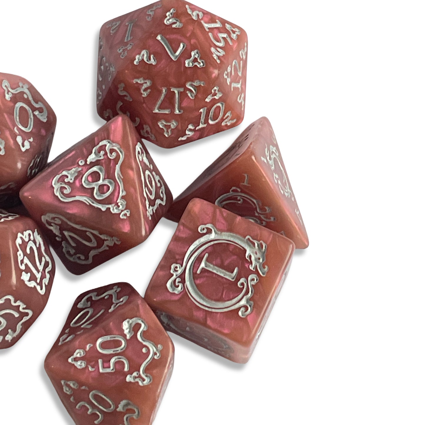 Pink Pearl D&D Dice | Shimmering Pink RPG Dice Set