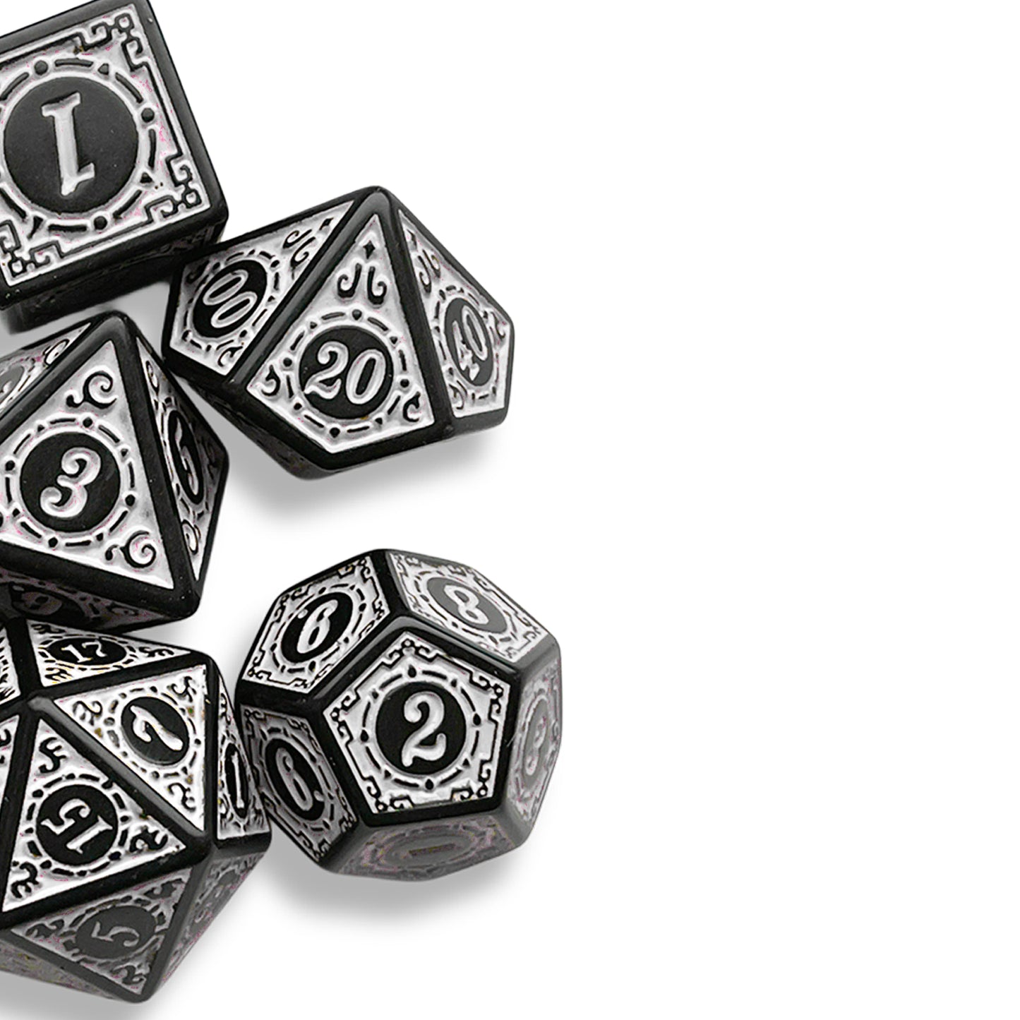 Black & White D&D Dice Set | Classic Polyhedral RPG Dice