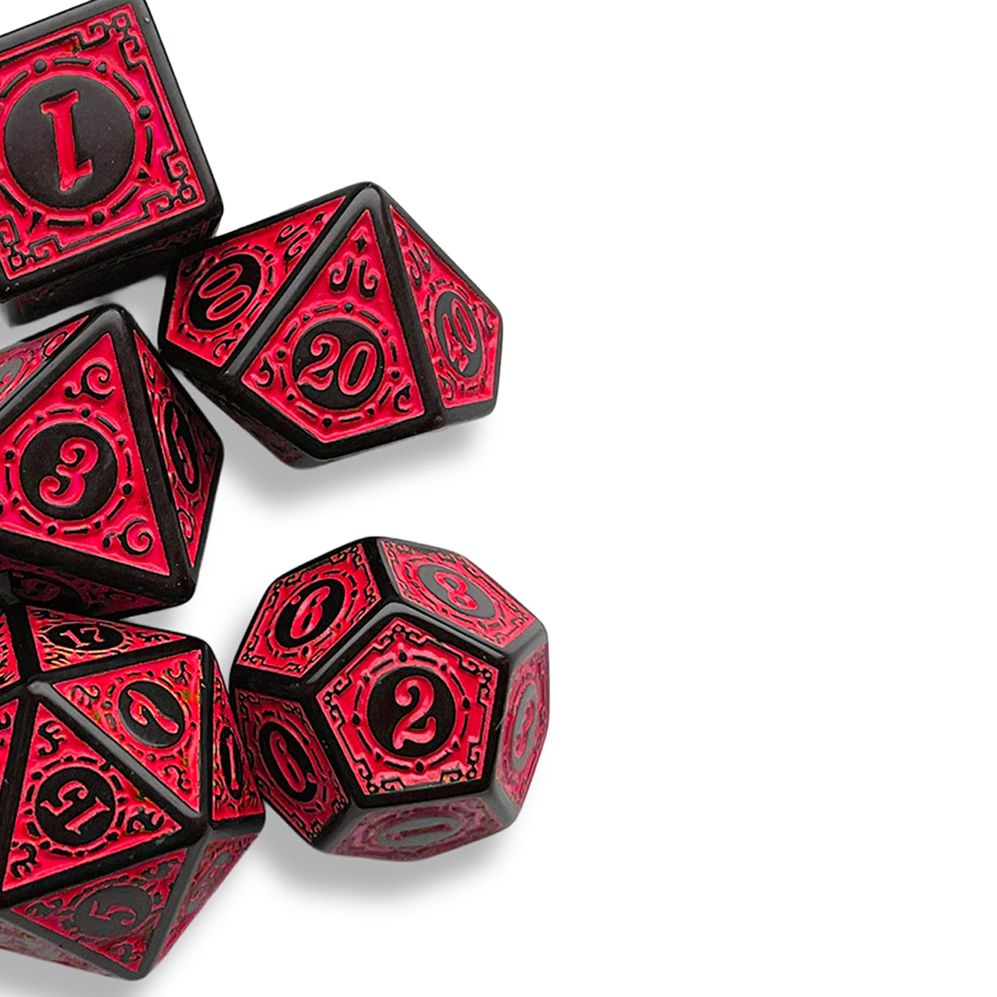 Black & Red D&D Dice Set | Dark Fantasy Polyhedral Dice