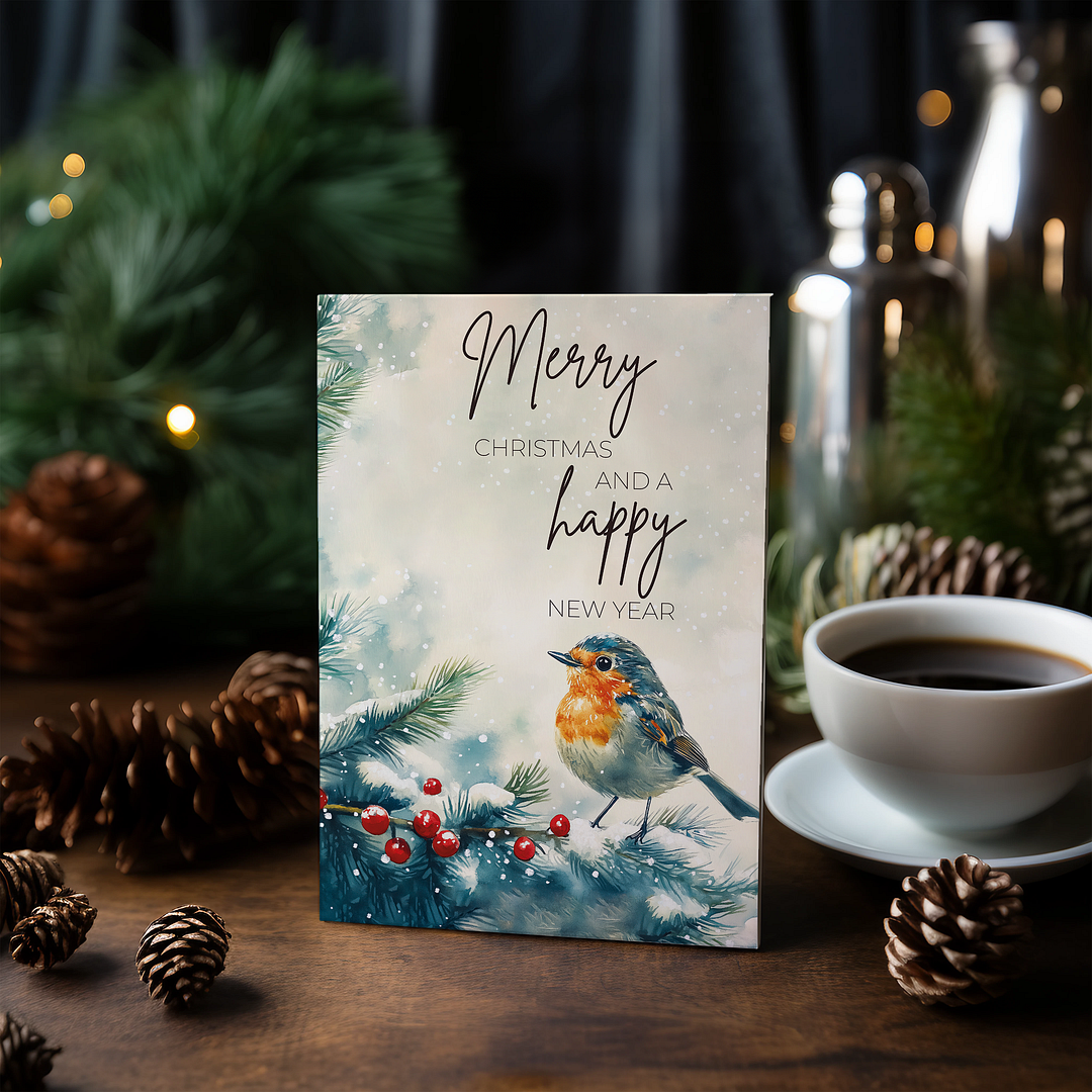 merry Christmas and a happy new year (Little bird) - Greeting Card